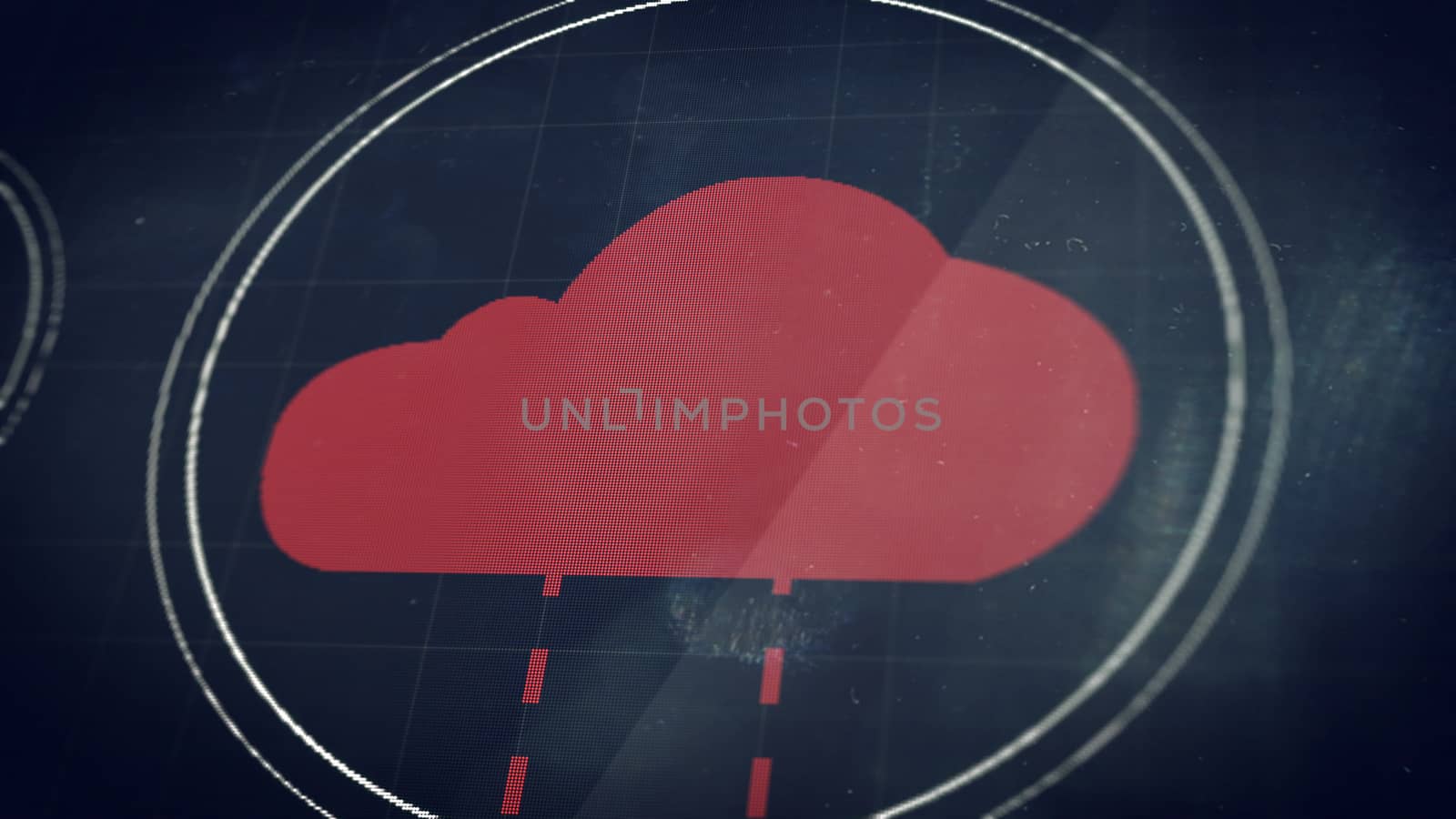 Cloud icon in perspective view with depth of fields