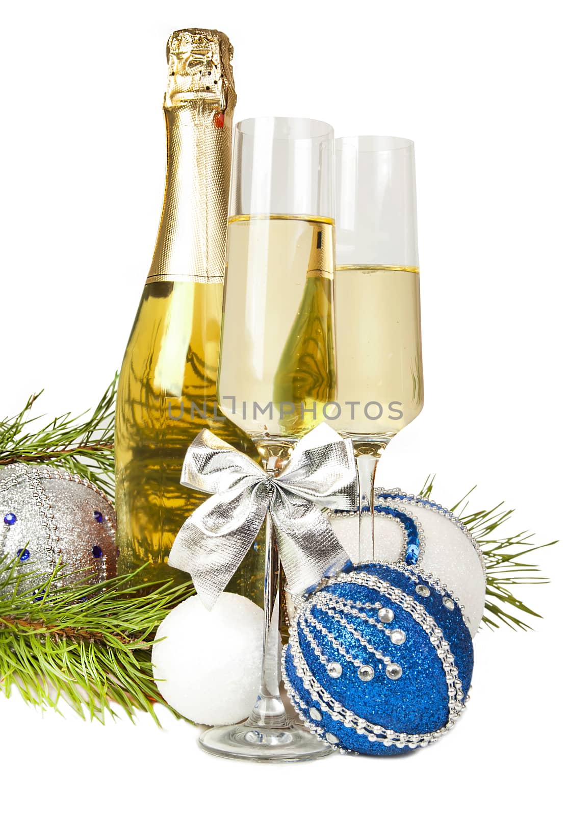 Champagne with two glasses and new year composition 2017 by RawGroup