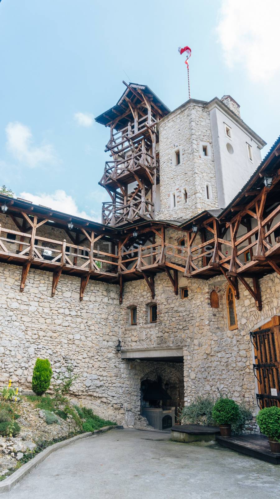 KORZKIEW, POLAND - SEP 3, 2016: Korzkiew Castle. This mediaeval defence fortress was built in the mid-14th century. It belongs to castles end fortresses: Eagles' Nests Trail near Krakow