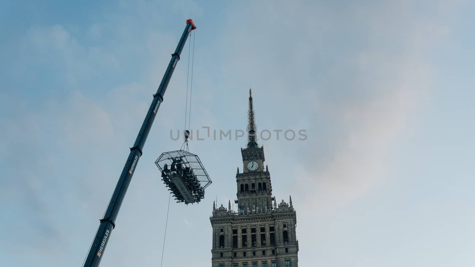 POLAND, KRAKOW - SEP 02, 2016: Warsaw city center with Palace of Culture and Science, the tallest building in Poland and the eighth tallest building in the EU