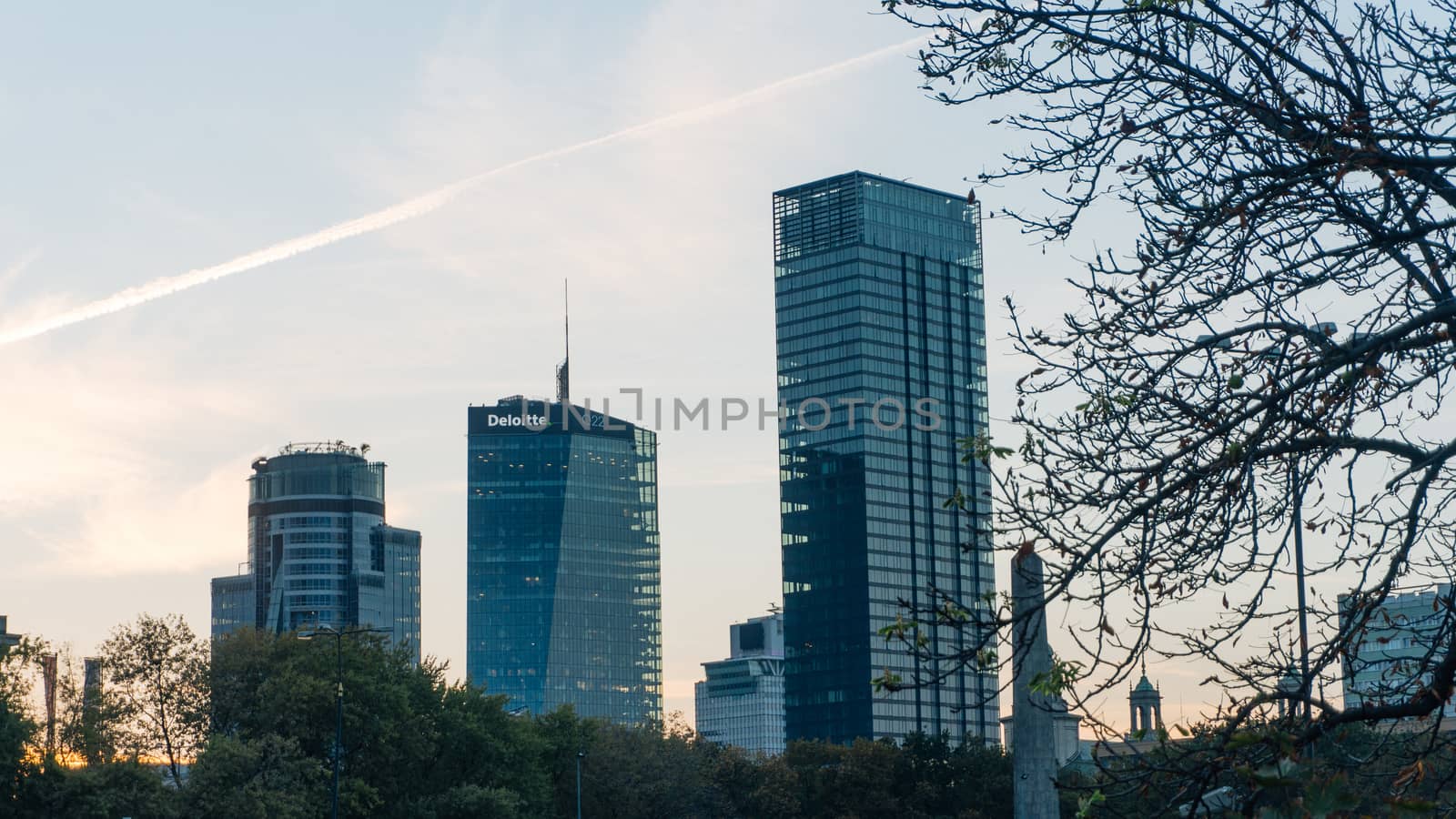 Warsaw city center with Palace of Culture and Science, the tallest building in Poland and the eighth tallest building in the EU