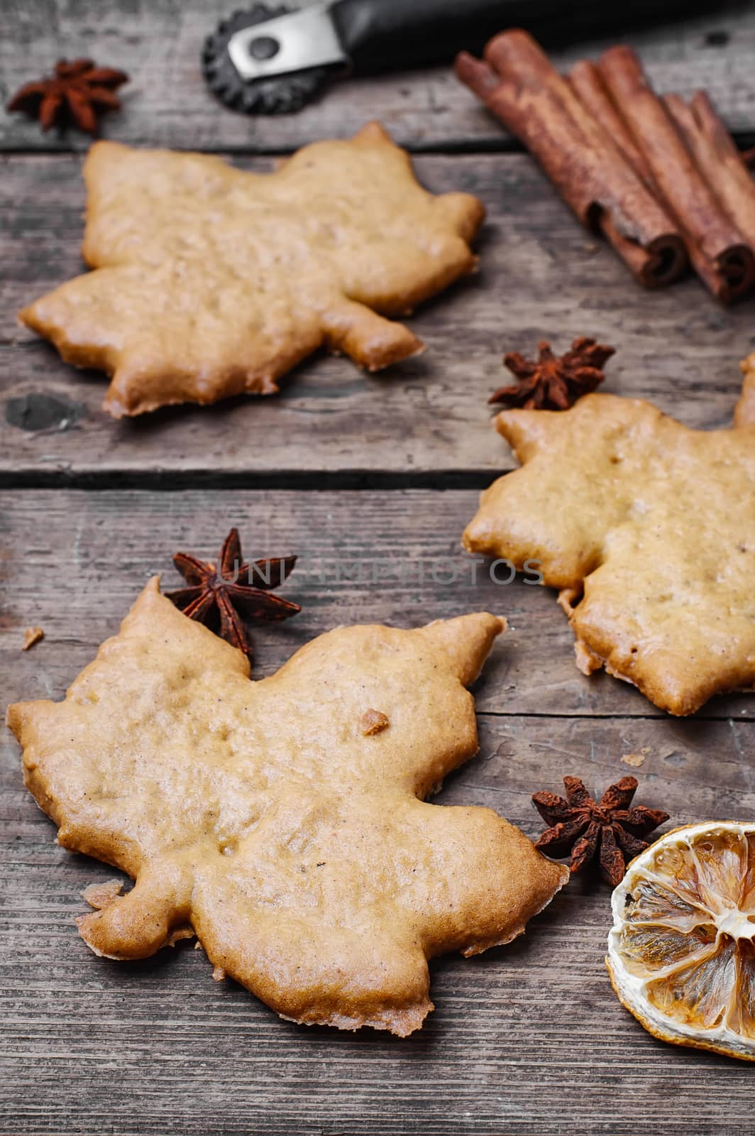 Ginger autumn handmade home made biscuits from the bakery with spices