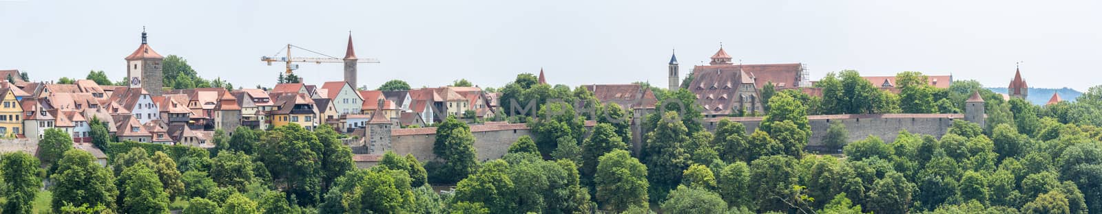 Panorama Rothenburg ob der Tauber historic town downtown, Franconia, Bavaria, Germany