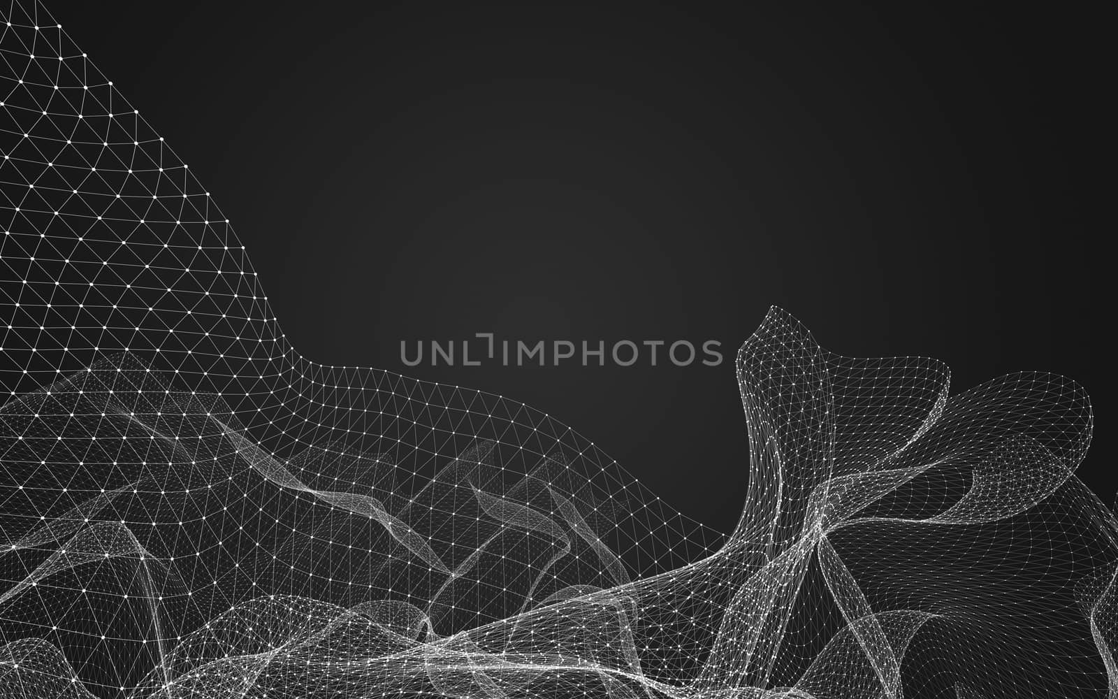 Abstract polygonal space low poly dark background with connecting dots and lines. Connection structure. 3d rendering