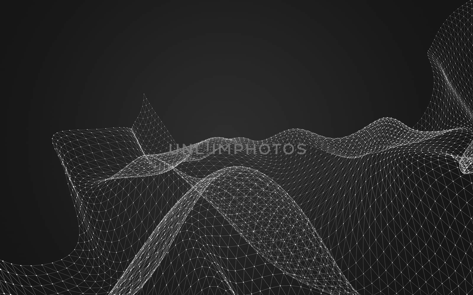 Abstract polygonal space low poly dark background with connecting dots and lines. Connection structure. 3d rendering