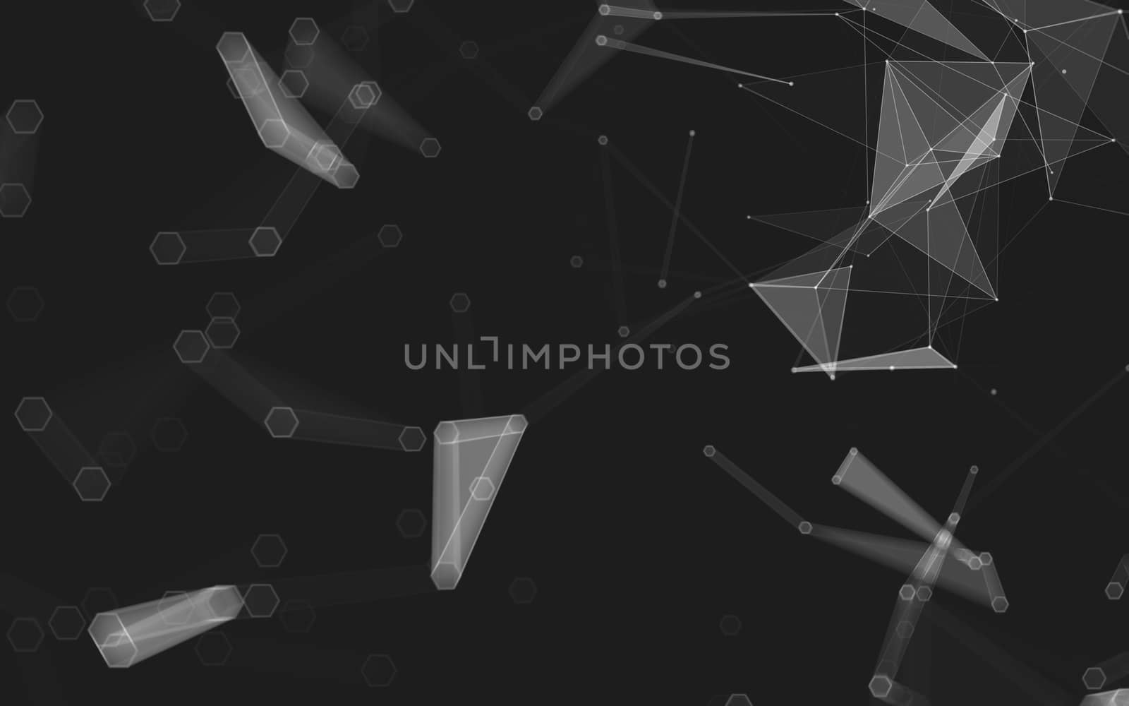 Abstract polygonal space low poly dark background with connecting dots and lines. Connection structure. 3d rendering