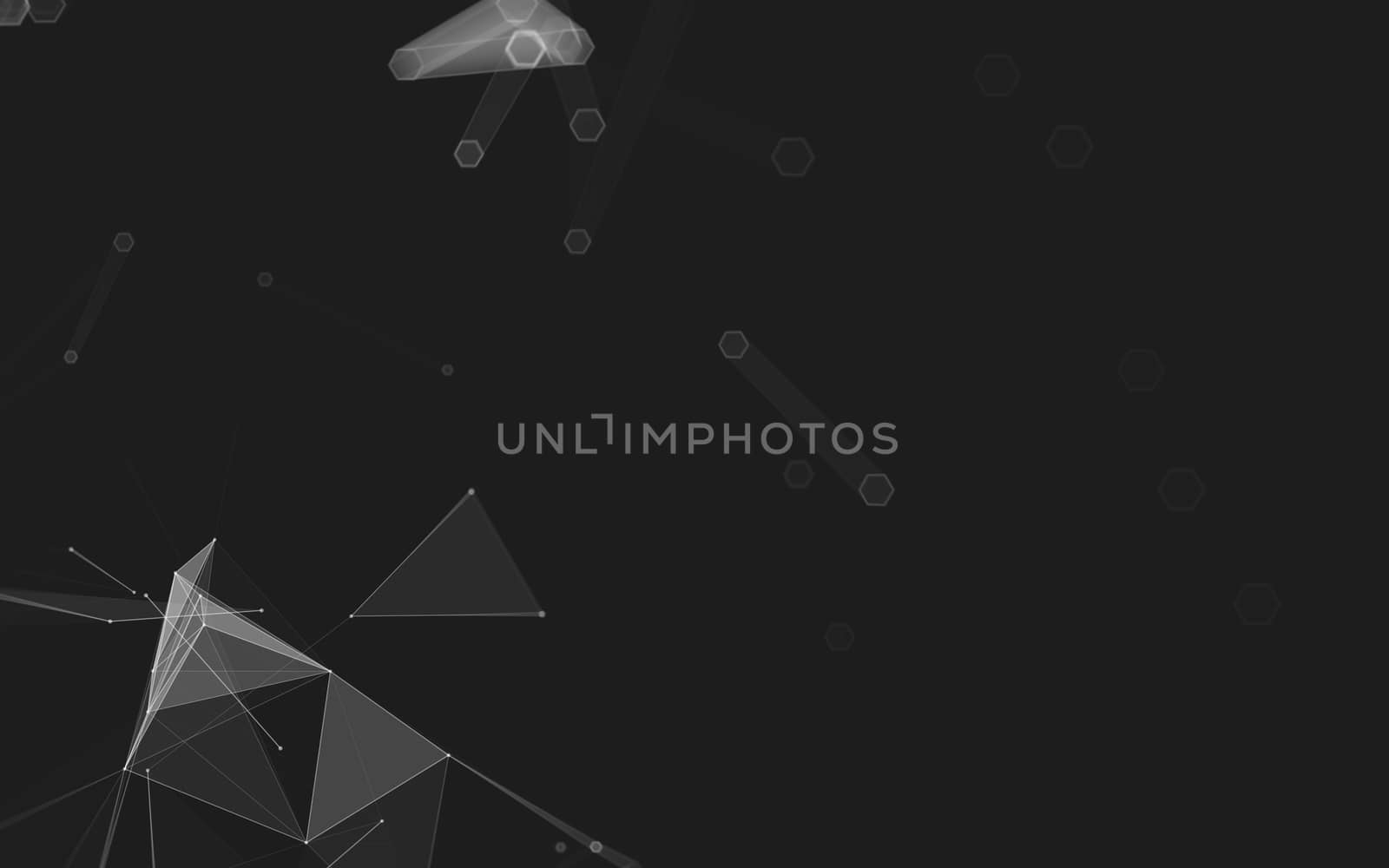 Abstract polygonal space low poly dark background with connecting dots and lines. Connection structure. 3d rendering