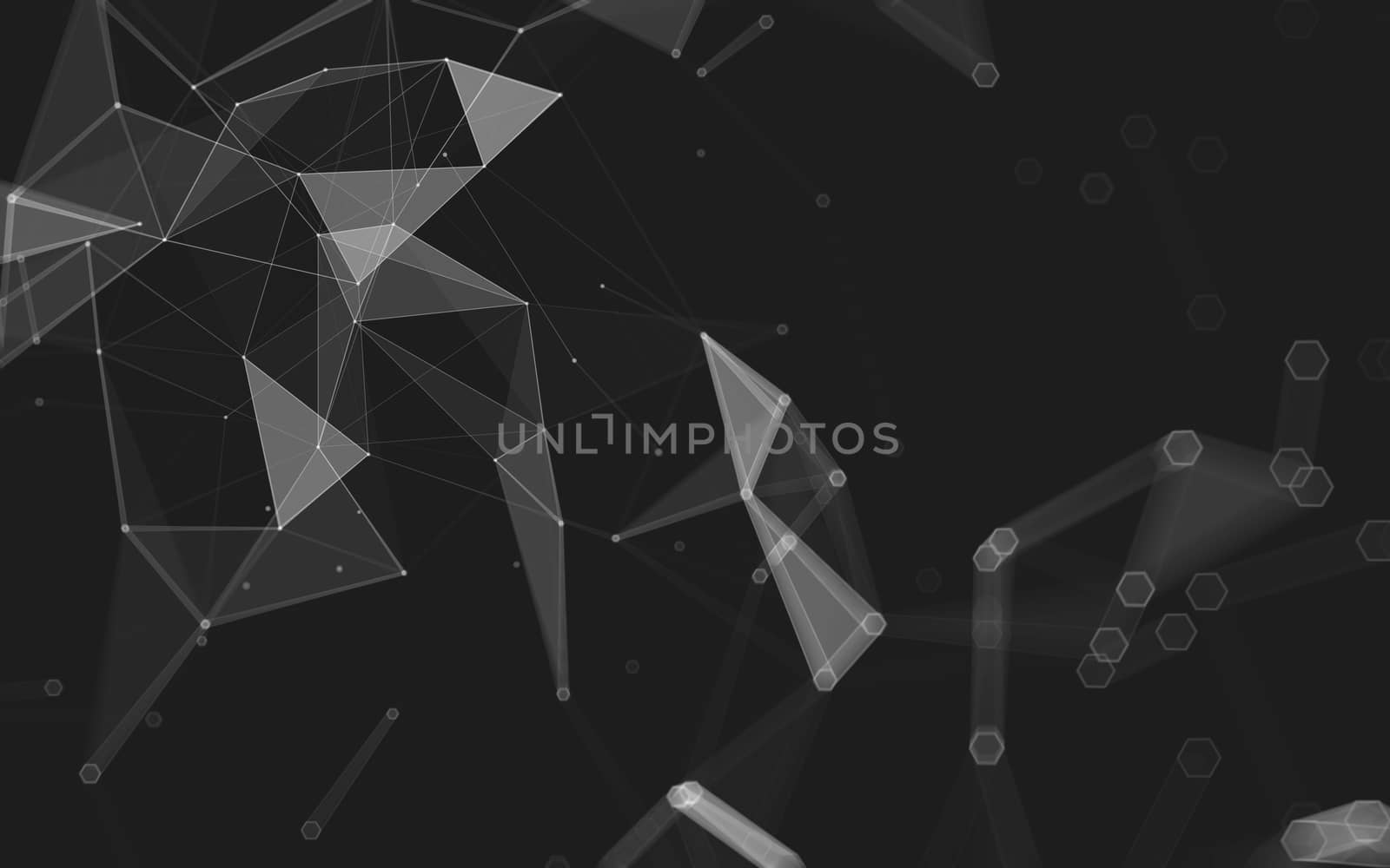 Abstract polygonal space low poly dark background, 3d rendering by teerawit