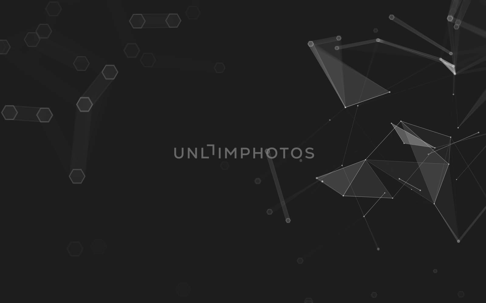 Abstract polygonal space low poly dark background with connecting dots and lines. Connection structure. 3d rendering