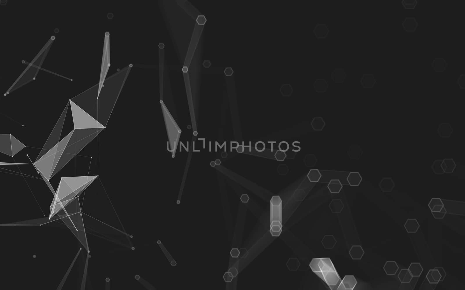 Abstract polygonal space low poly dark background with connecting dots and lines. Connection structure. 3d rendering