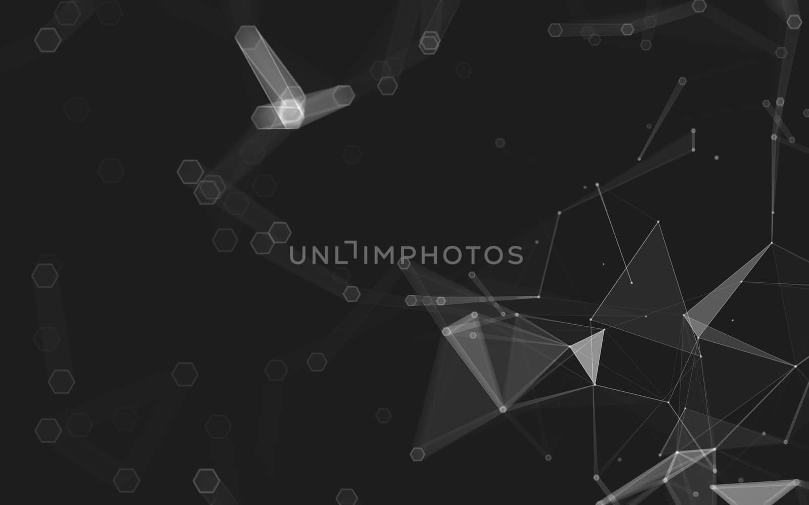 Abstract polygonal space low poly dark background with connecting dots and lines. Connection structure. 3d rendering