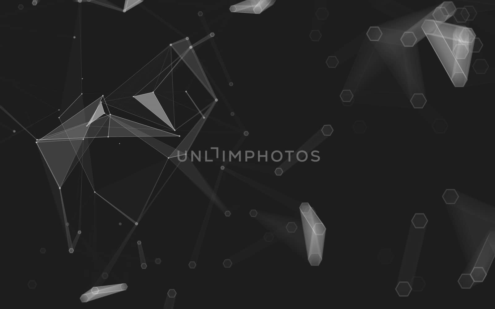 Abstract polygonal space low poly dark background with connecting dots and lines. Connection structure. 3d rendering