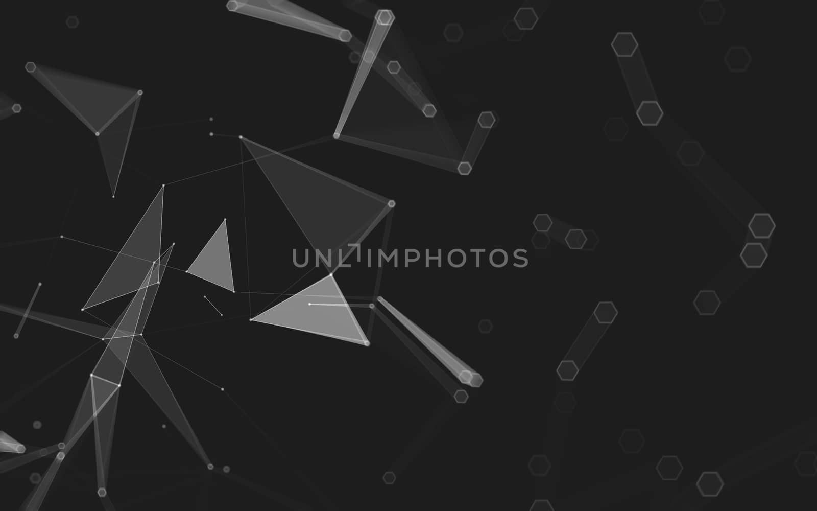 Abstract polygonal space low poly dark background with connecting dots and lines. Connection structure. 3d rendering