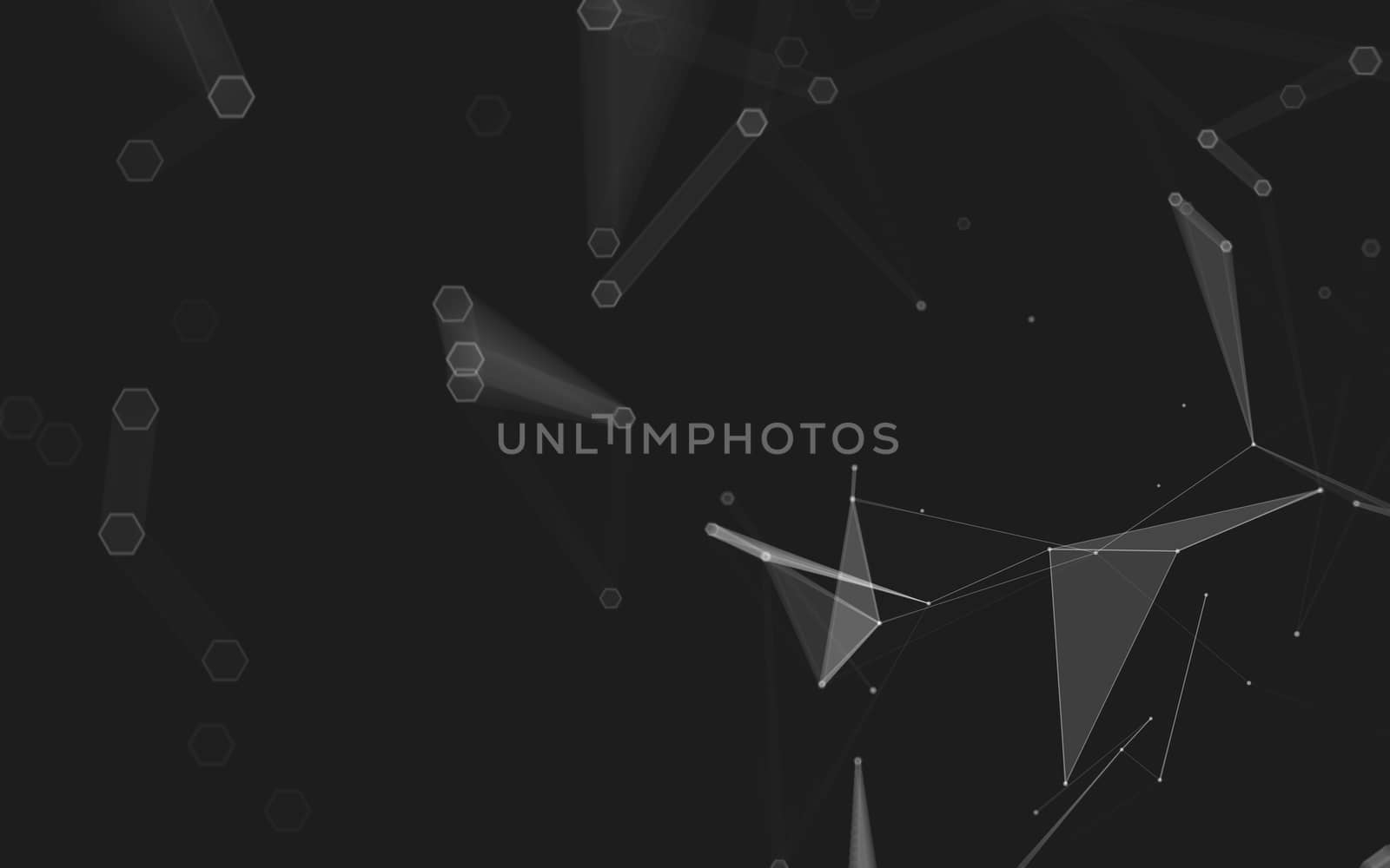 Abstract polygonal space low poly dark background with connecting dots and lines. Connection structure. 3d rendering