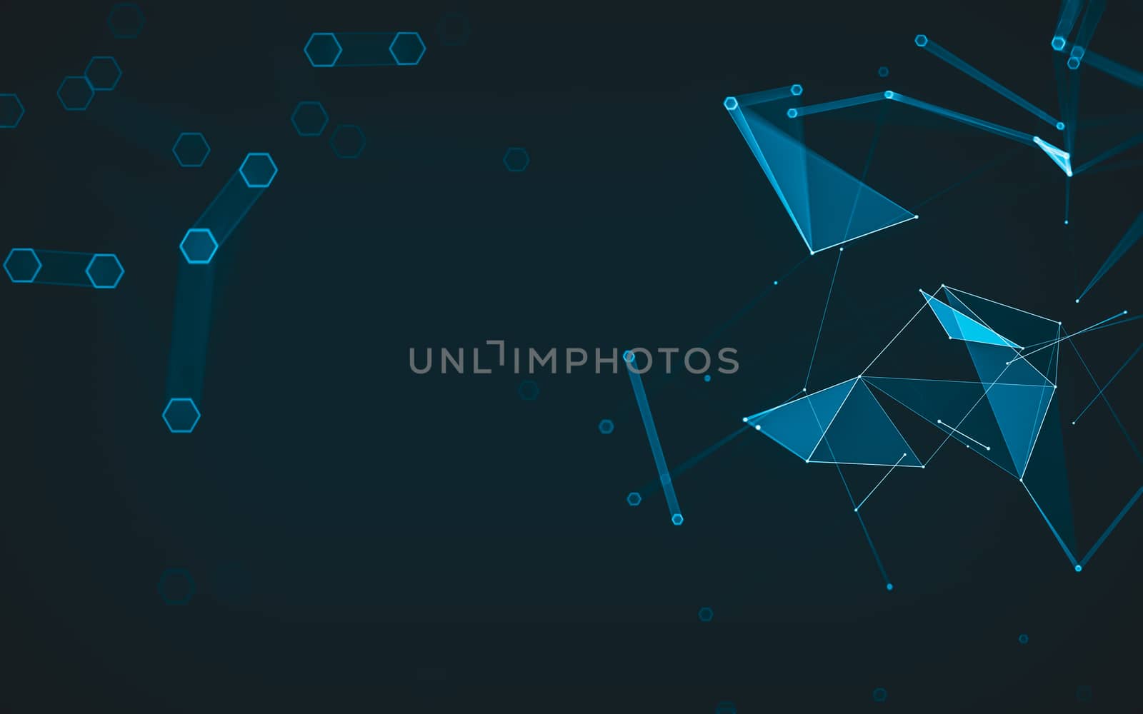 Abstract polygonal space low poly dark background, 3d rendering by teerawit