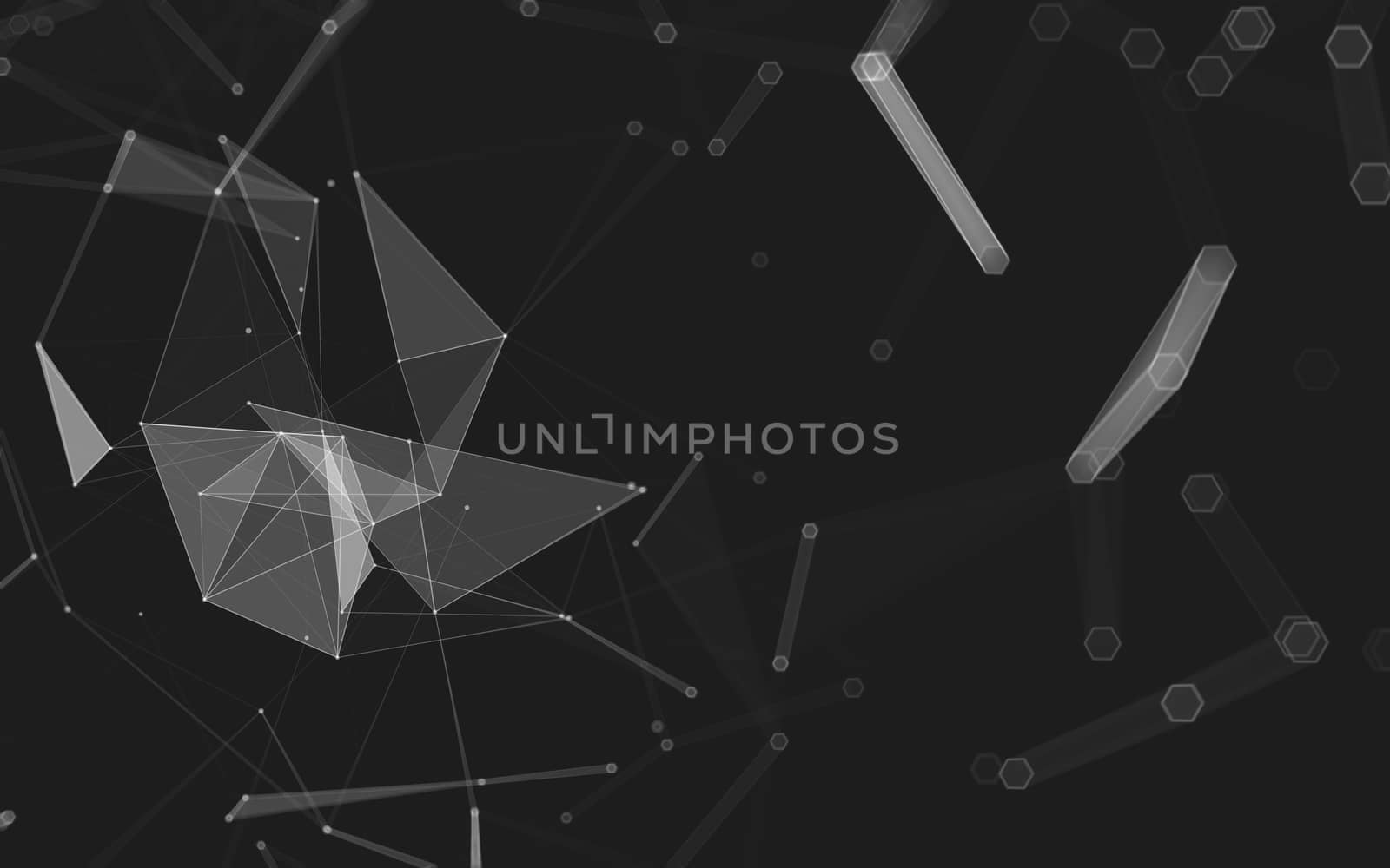 Abstract polygonal space low poly dark background, 3d rendering by teerawit