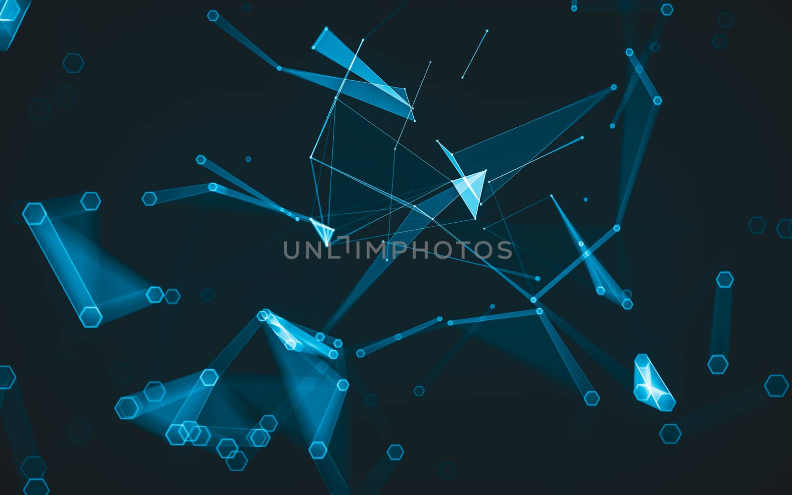 Abstract polygonal space low poly dark background with connecting dots and lines. Connection structure. 3d rendering