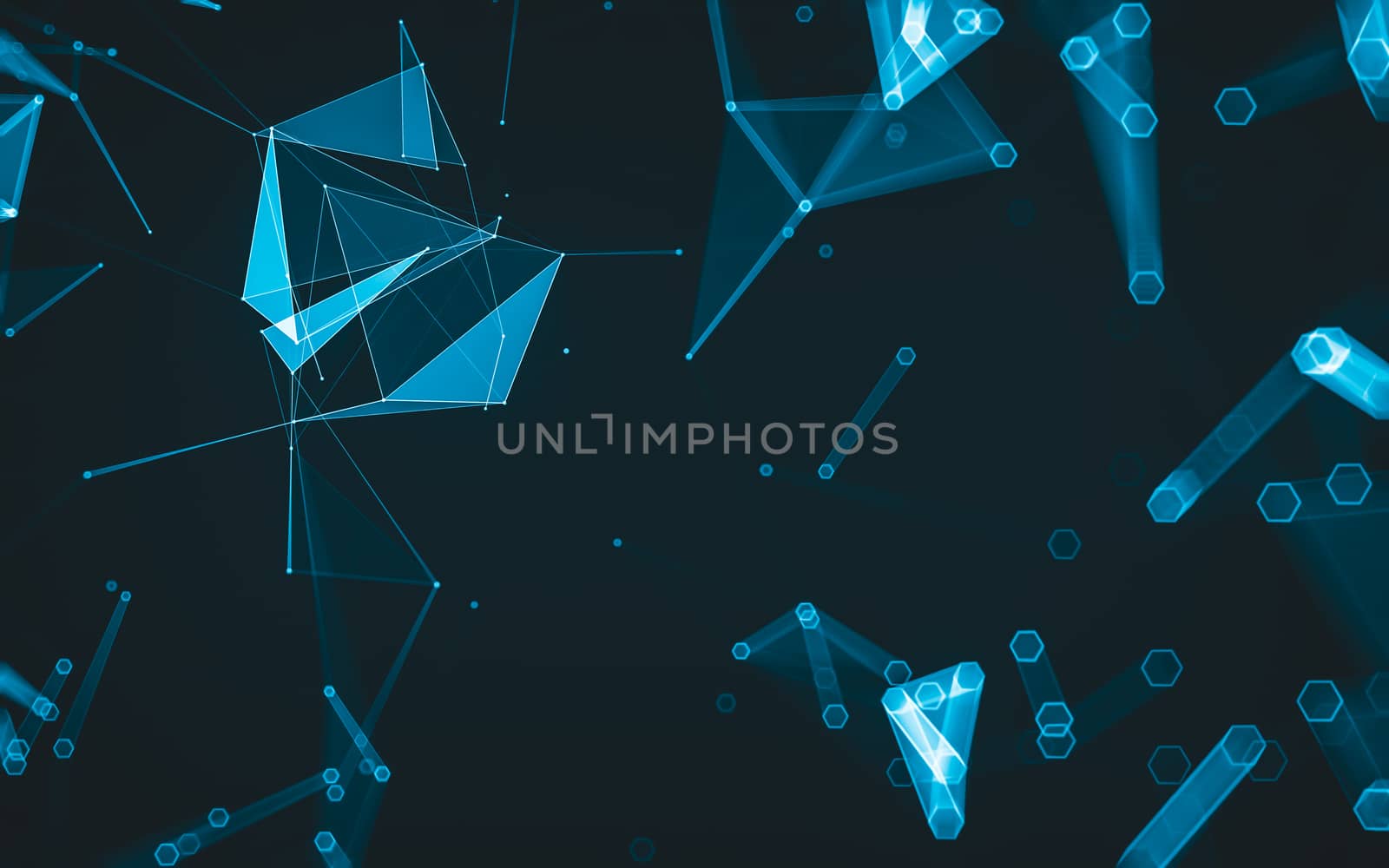 Abstract polygonal space low poly dark background with connecting dots and lines. Connection structure. 3d rendering