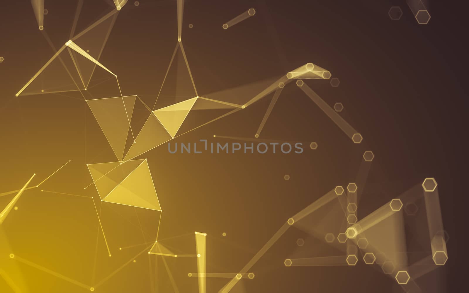 Abstract polygonal space low poly dark background, 3d rendering by teerawit