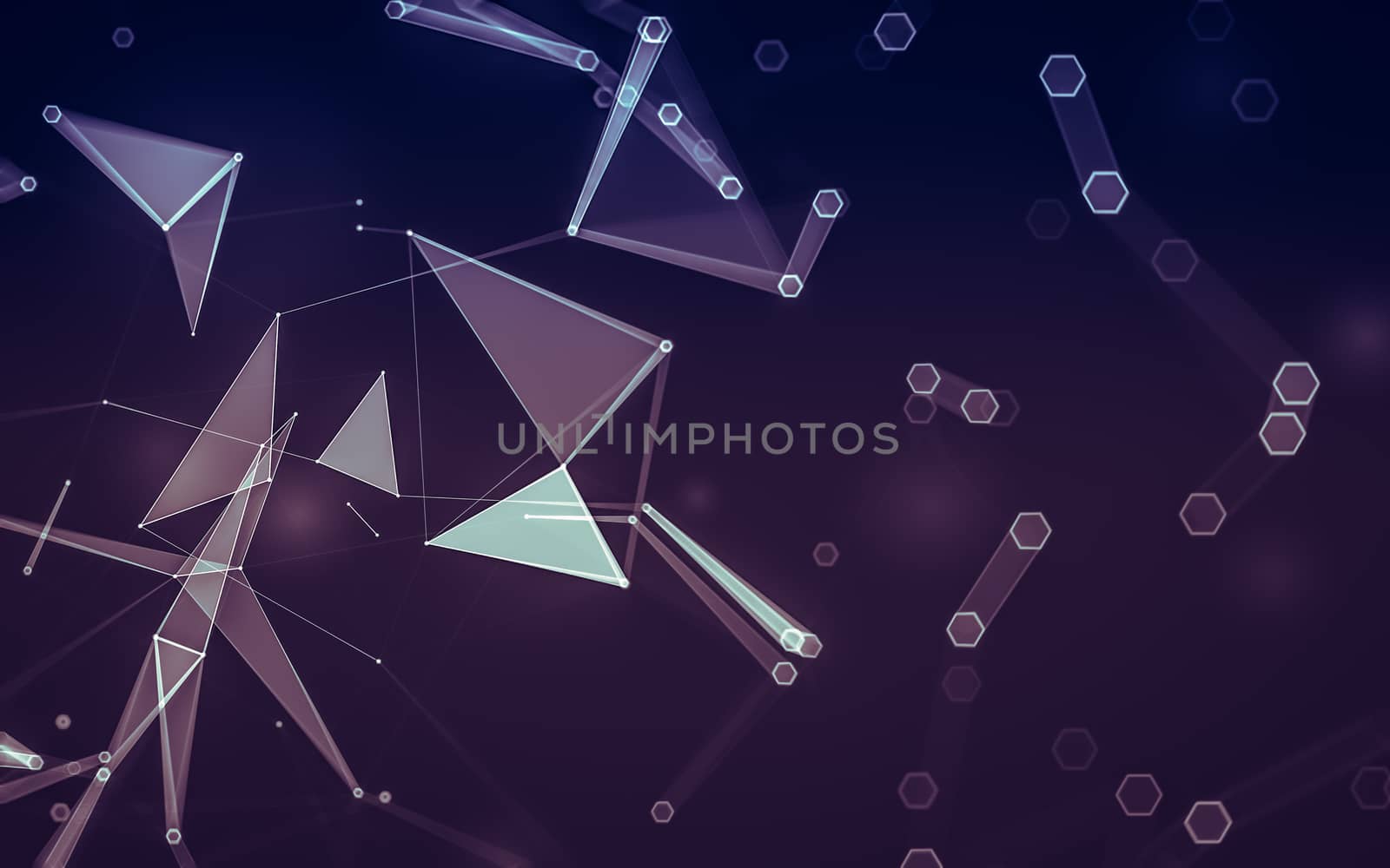 Abstract polygonal space low poly dark background with connecting dots and lines. Connection structure. 3d rendering