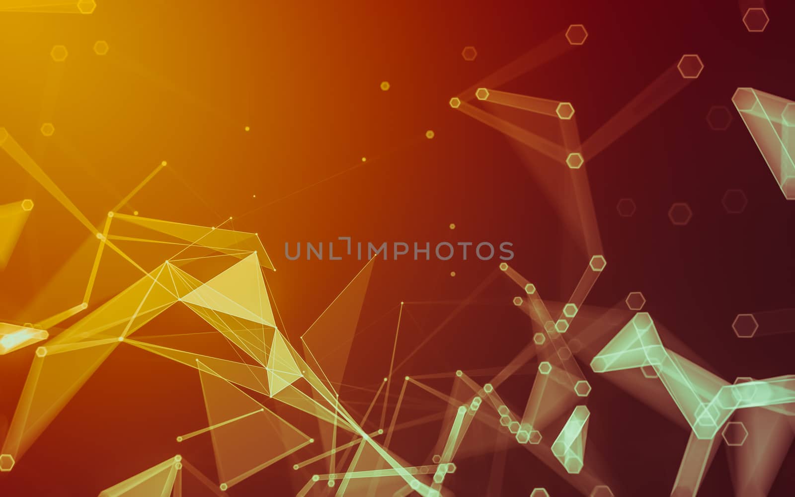 Abstract polygonal space low poly dark background, 3d rendering by teerawit