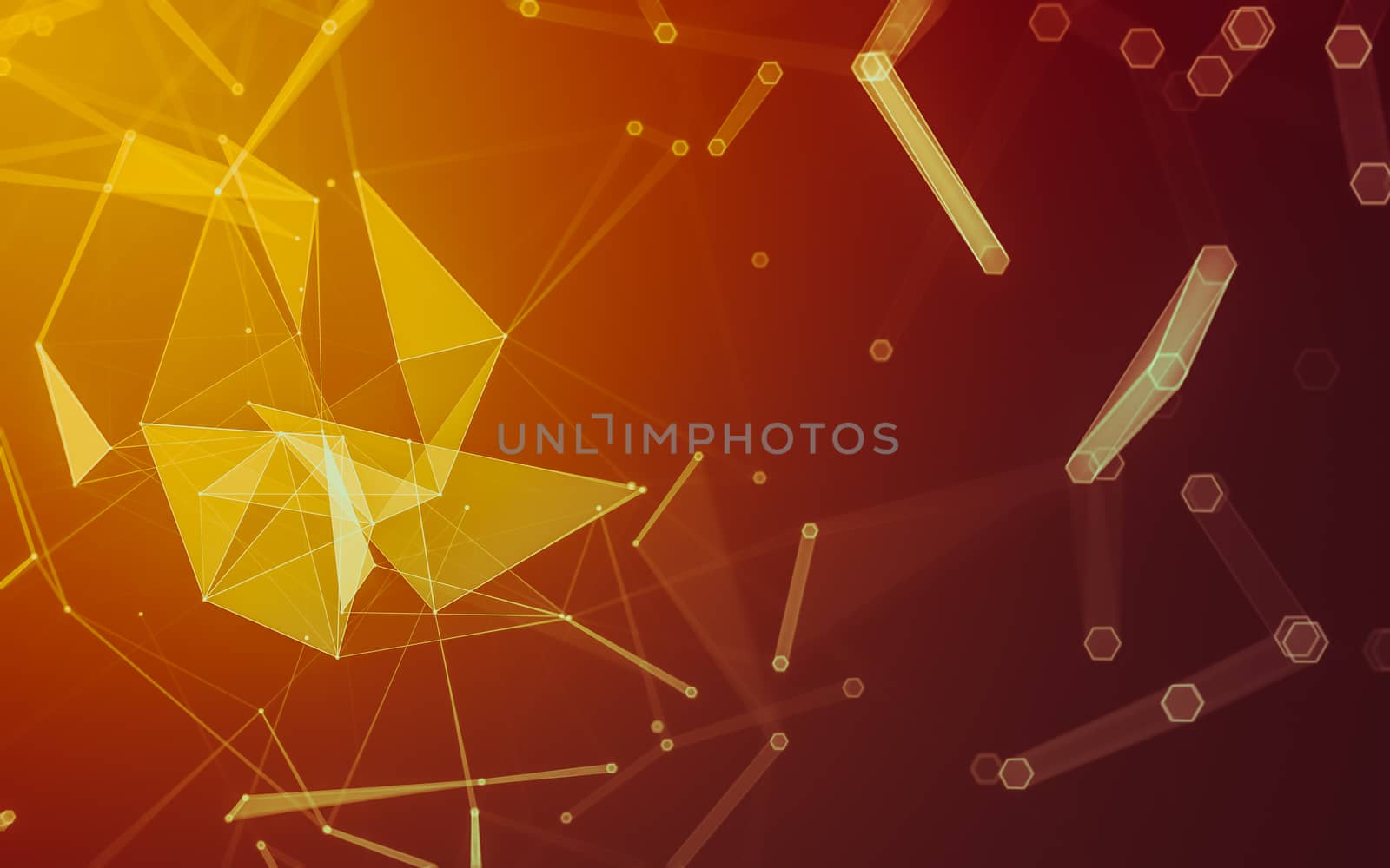 Abstract polygonal space low poly dark background, 3d rendering by teerawit