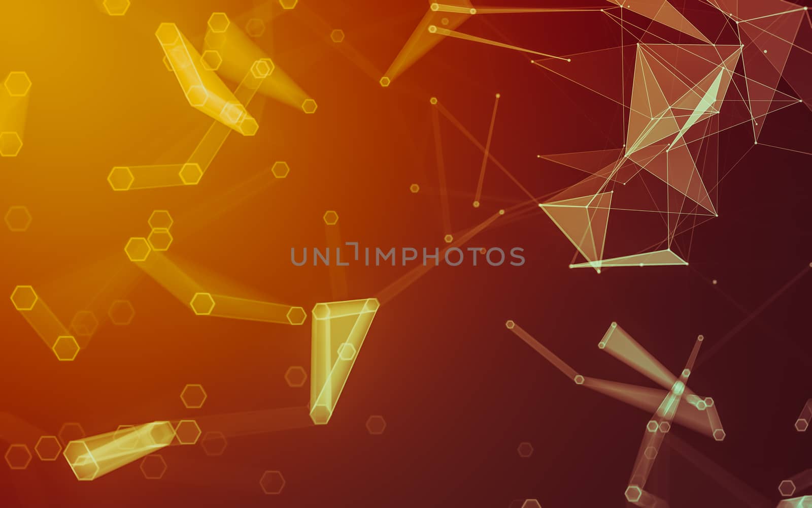 Abstract polygonal space low poly dark background, 3d rendering by teerawit