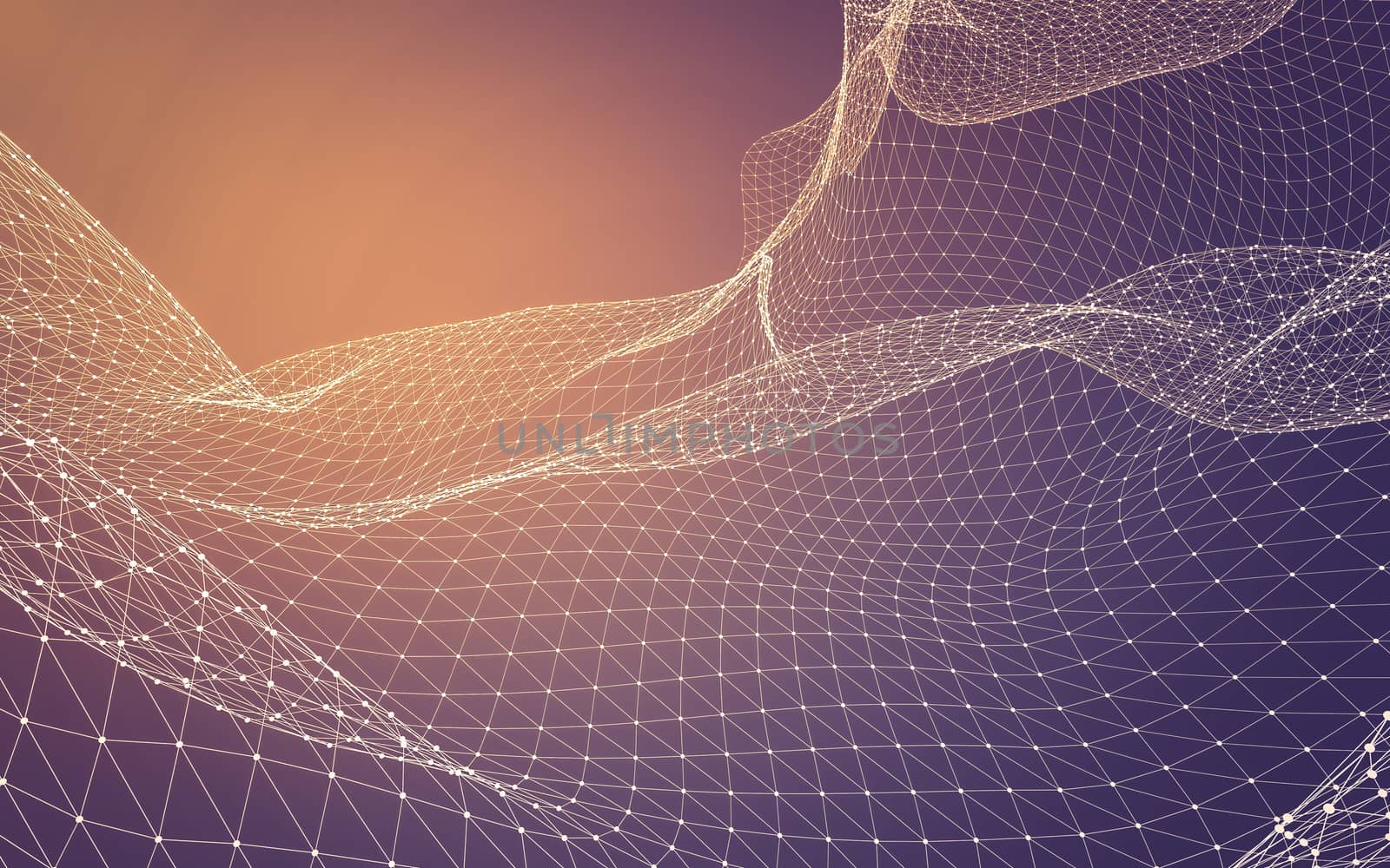 Abstract polygonal space low poly dark background with connecting dots and lines. Connection structure. 3d rendering