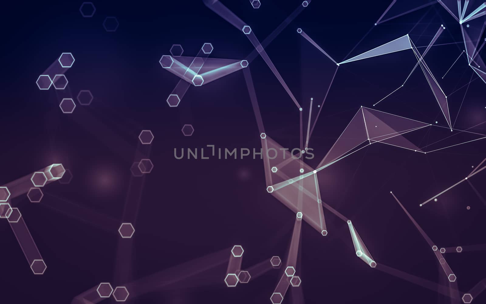 Abstract polygonal space low poly dark background with connecting dots and lines. Connection structure. 3d rendering