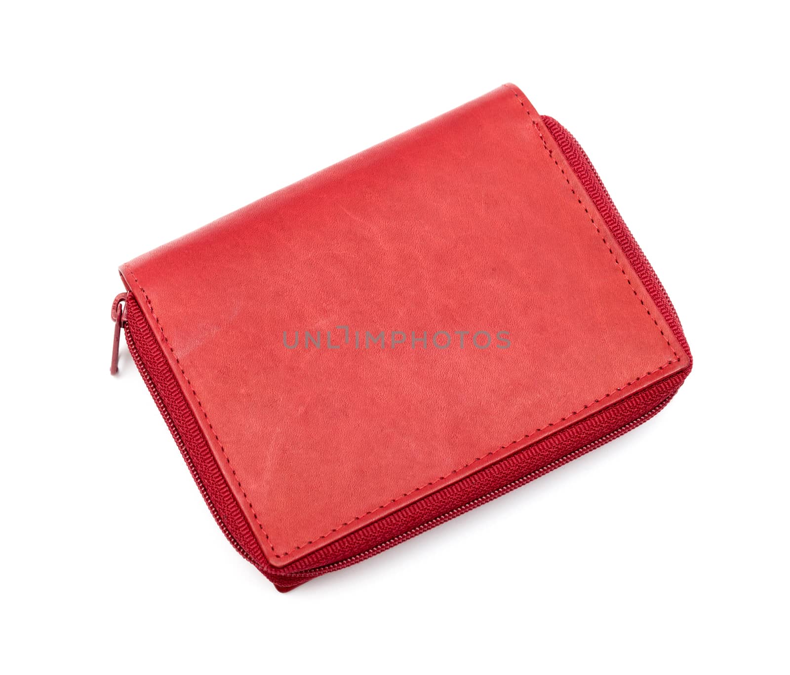 Modern red wallet isolated on white background