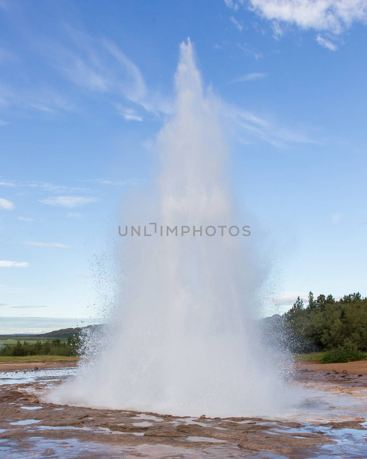 Geyser Strokkur eruption in the Geysir area, Iceland