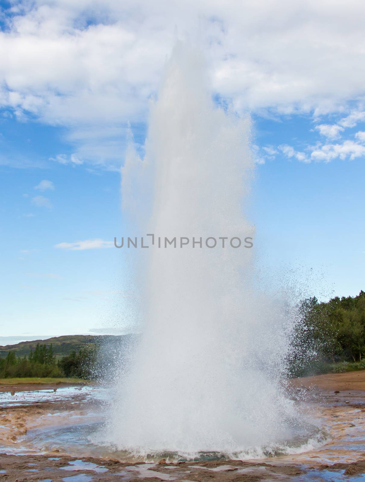 Geyser Strokkur eruption in the Geysir area, Iceland