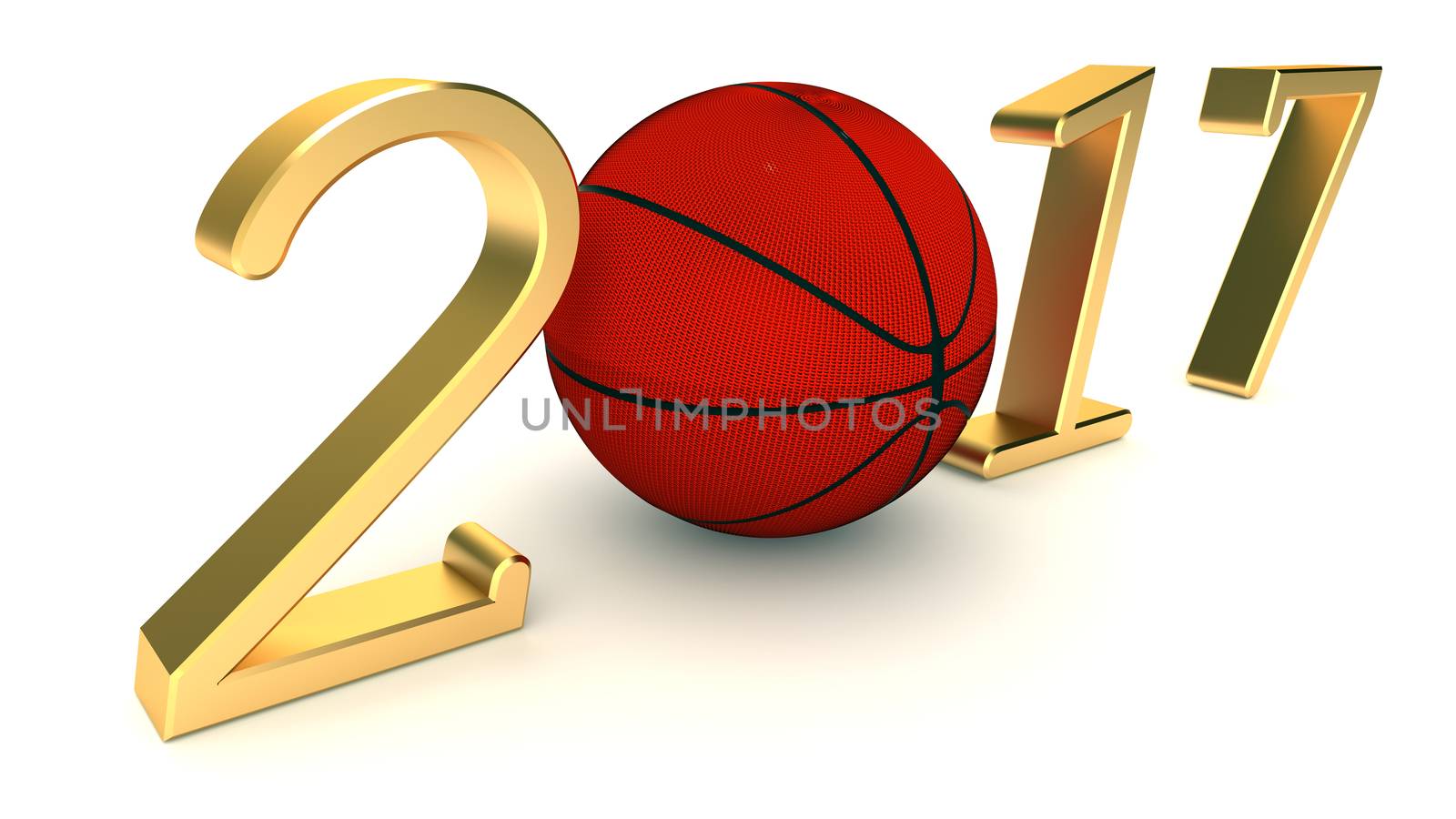 Basketball 2017 year on a White Background, 3d-illustration.