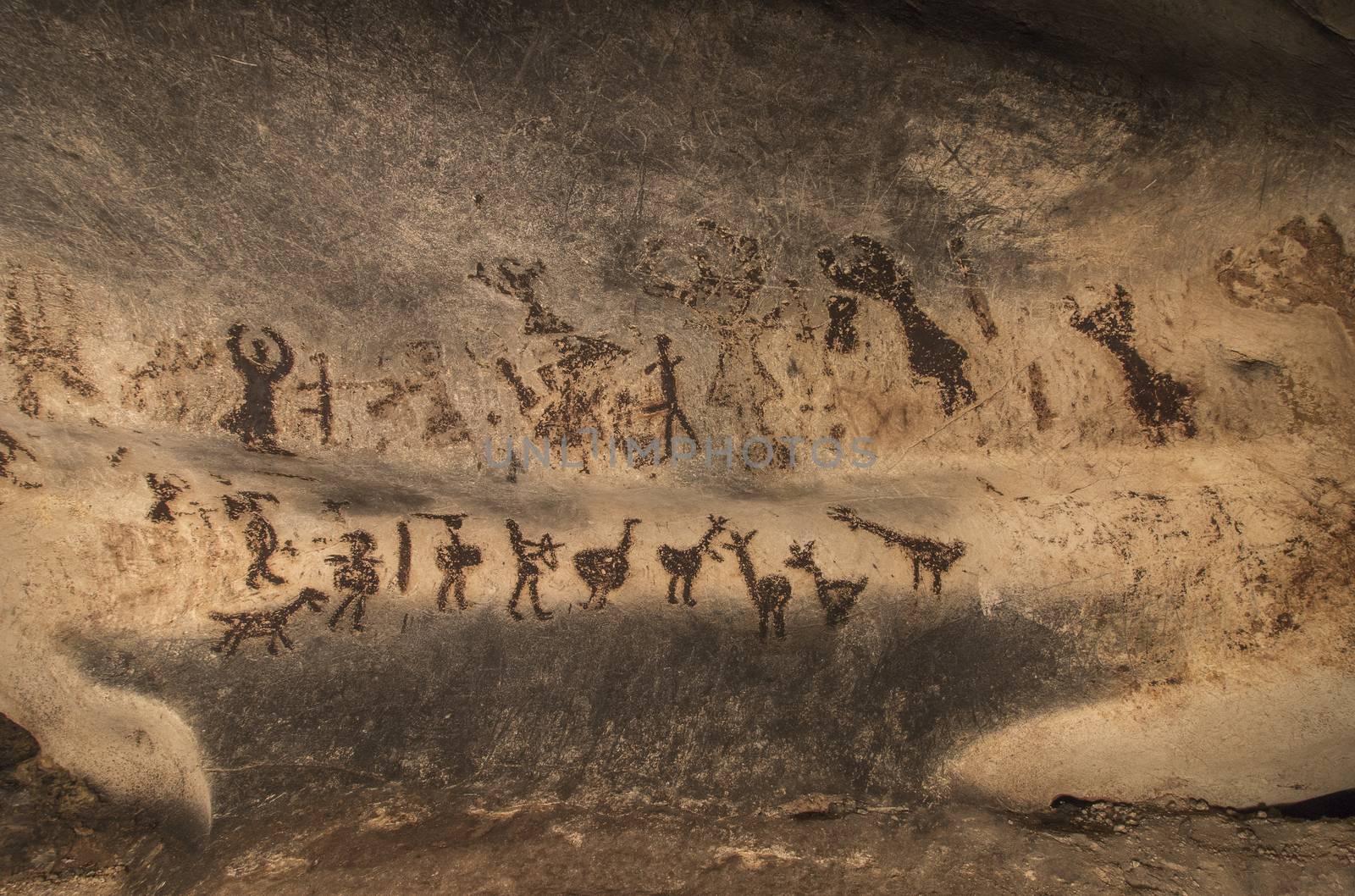 Old cave paintings dating from late Neolithic, neolithic and early Bronze age. The Magura cave in Bulgaria.