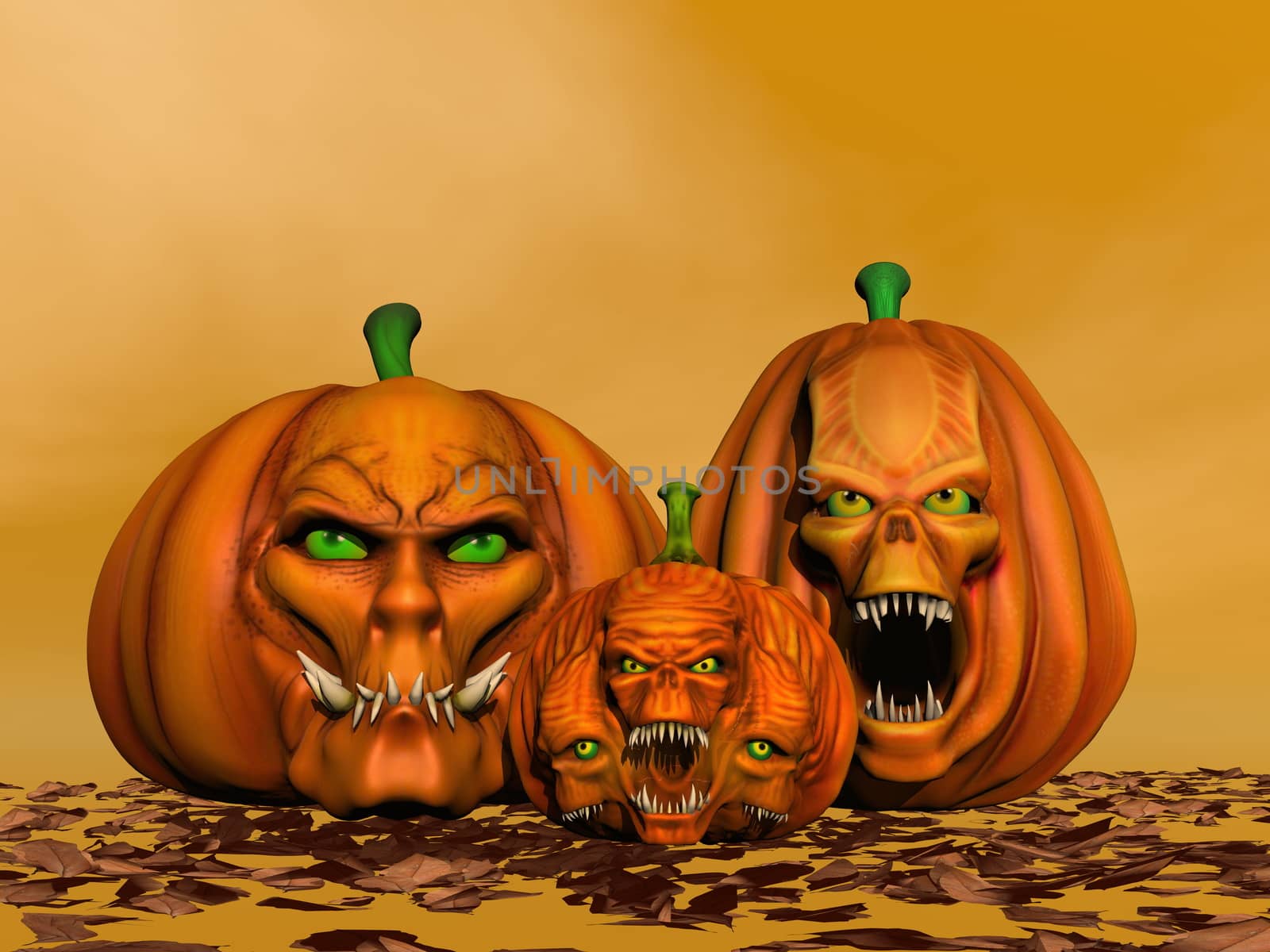 Halloween pumpkins - 3D render by Elenaphotos21