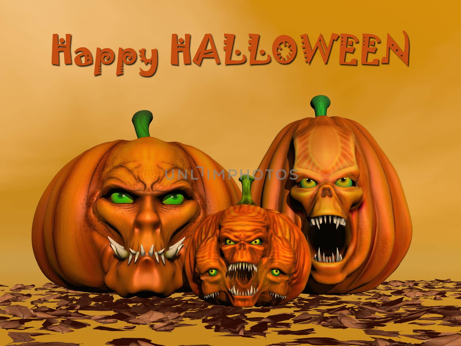 Happy halloween pumpkins - 3D render by Elenaphotos21