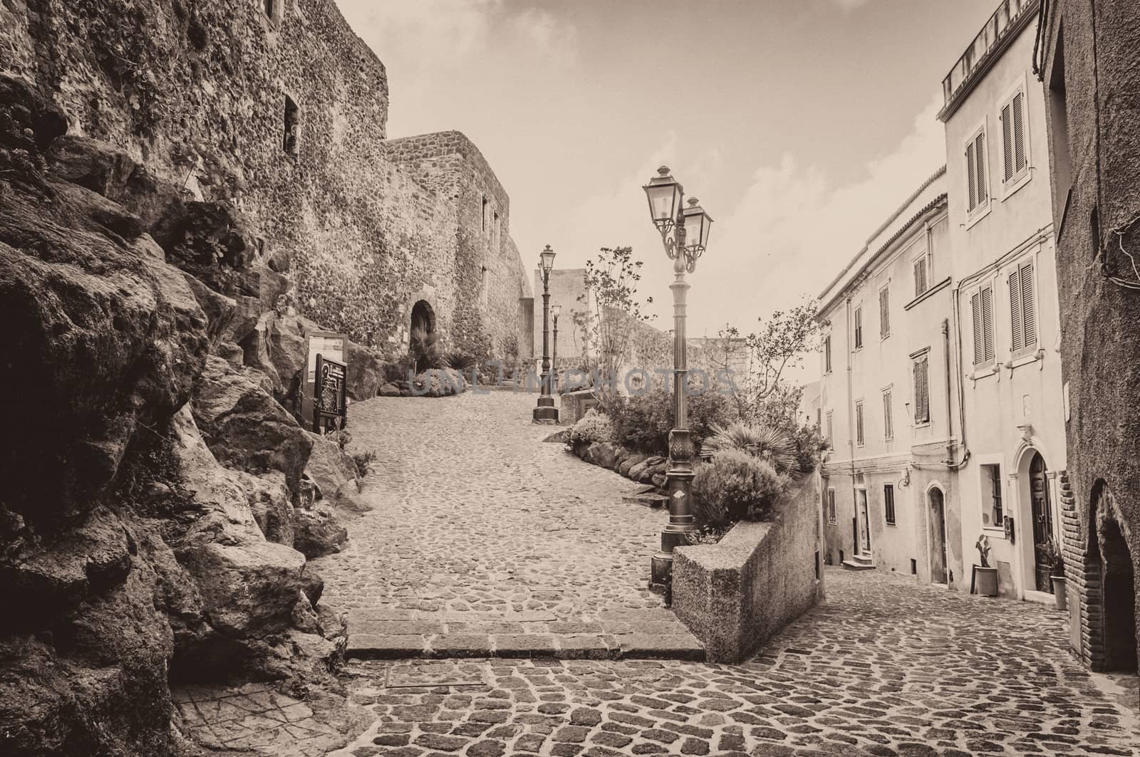 the beautiful alley of castelsardo old city by replica