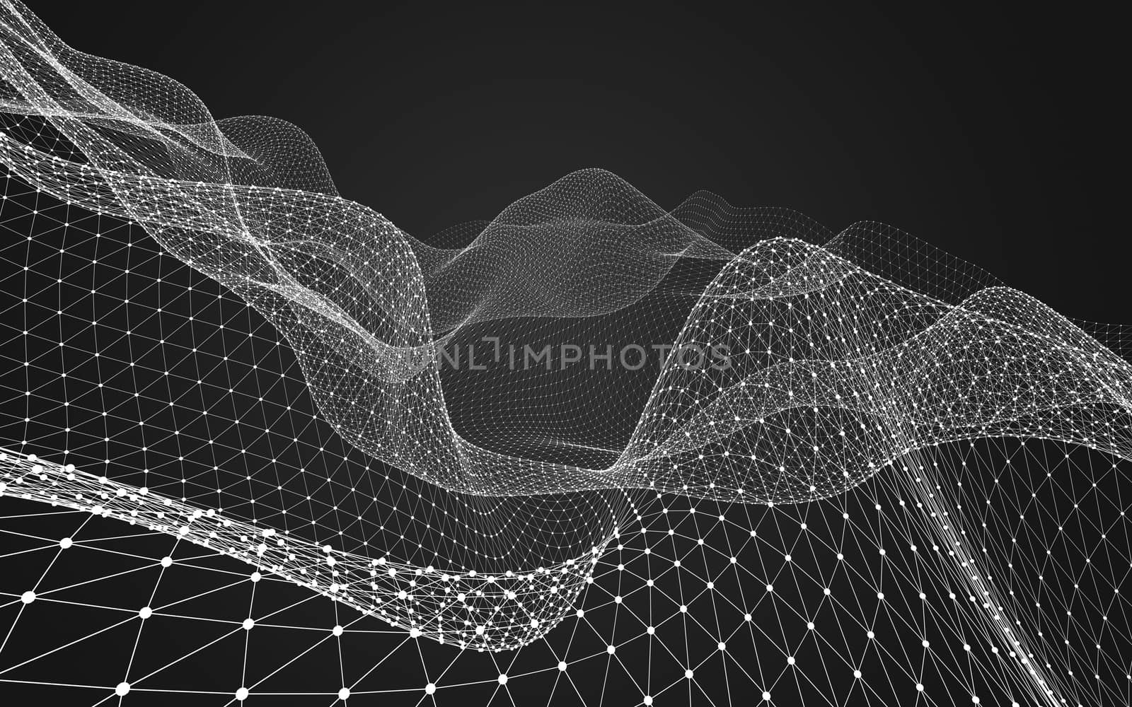 Abstract polygonal space low poly dark background with connecting dots and lines. Connection structure. 3d rendering