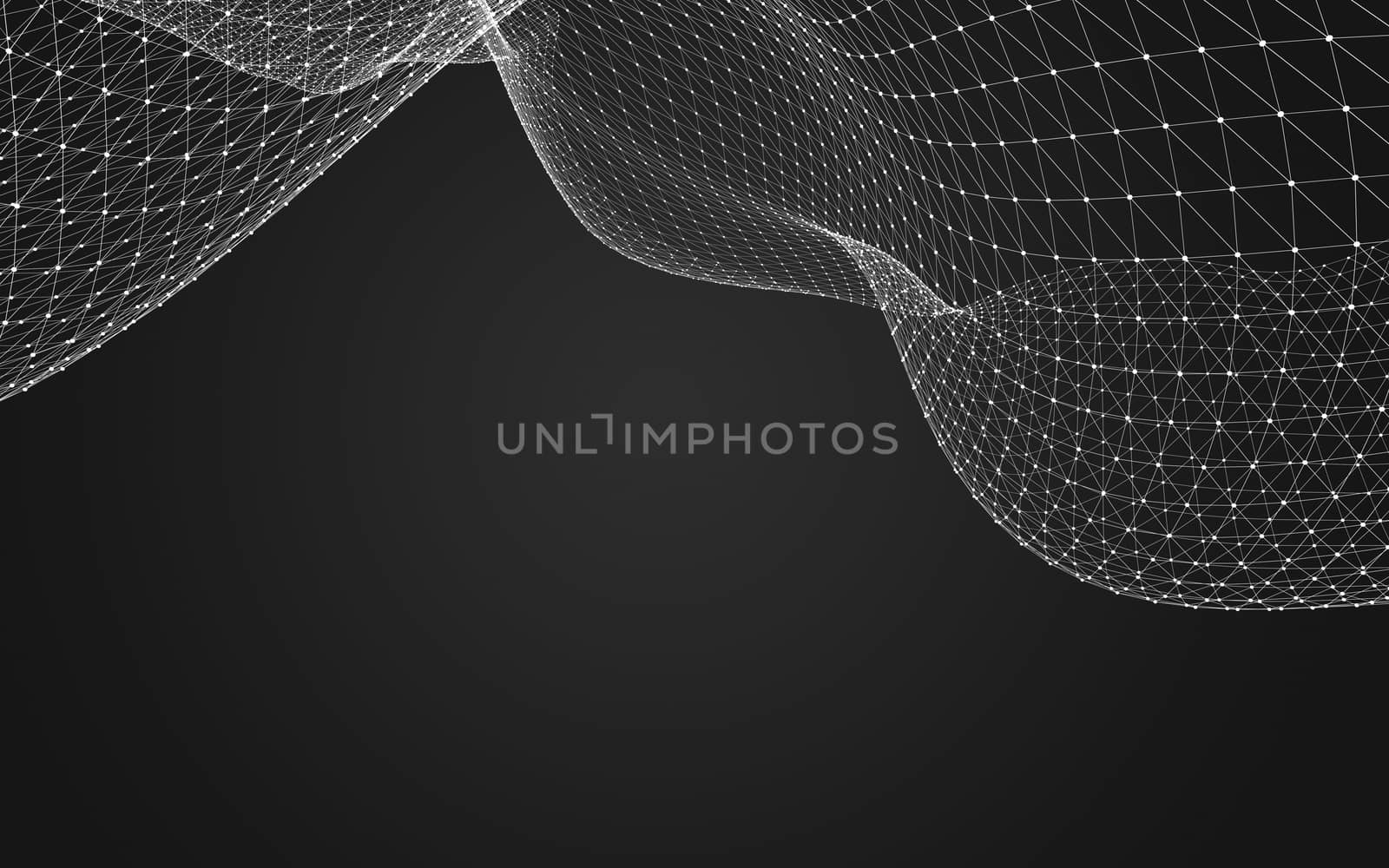 Abstract polygonal space low poly dark background with connecting dots and lines. Connection structure. 3d rendering