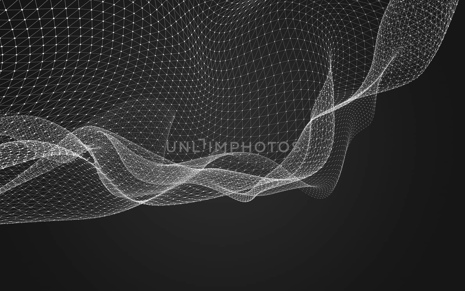 Abstract polygonal space low poly dark background with connecting dots and lines. Connection structure. 3d rendering