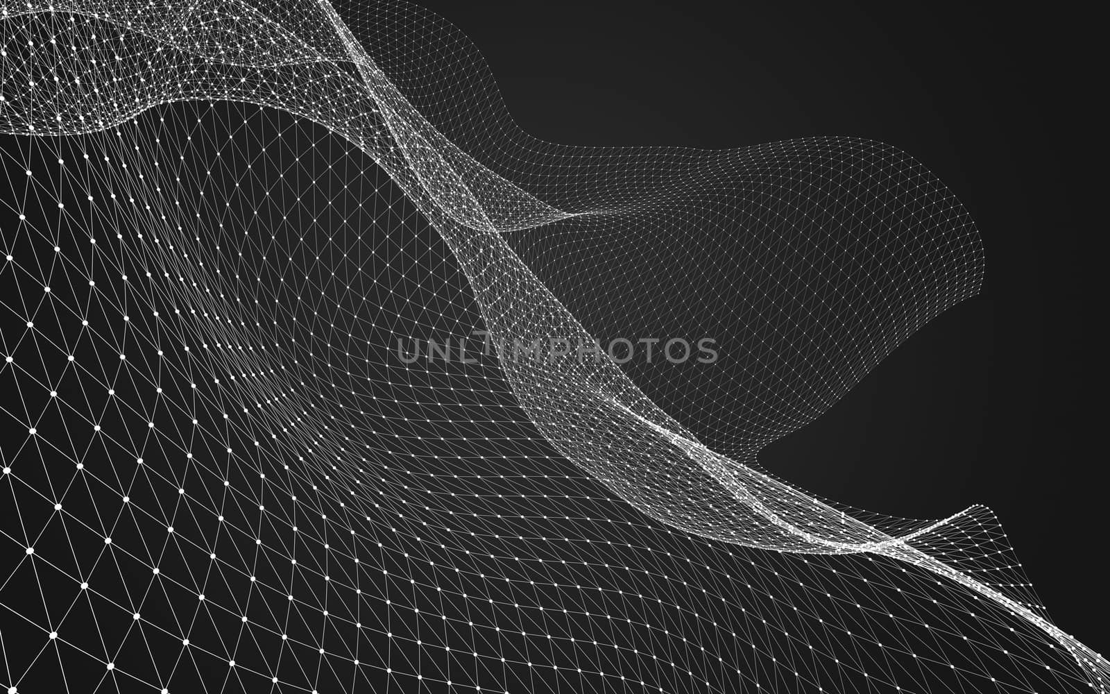 Abstract polygonal space low poly dark background with connecting dots and lines. Connection structure. 3d rendering