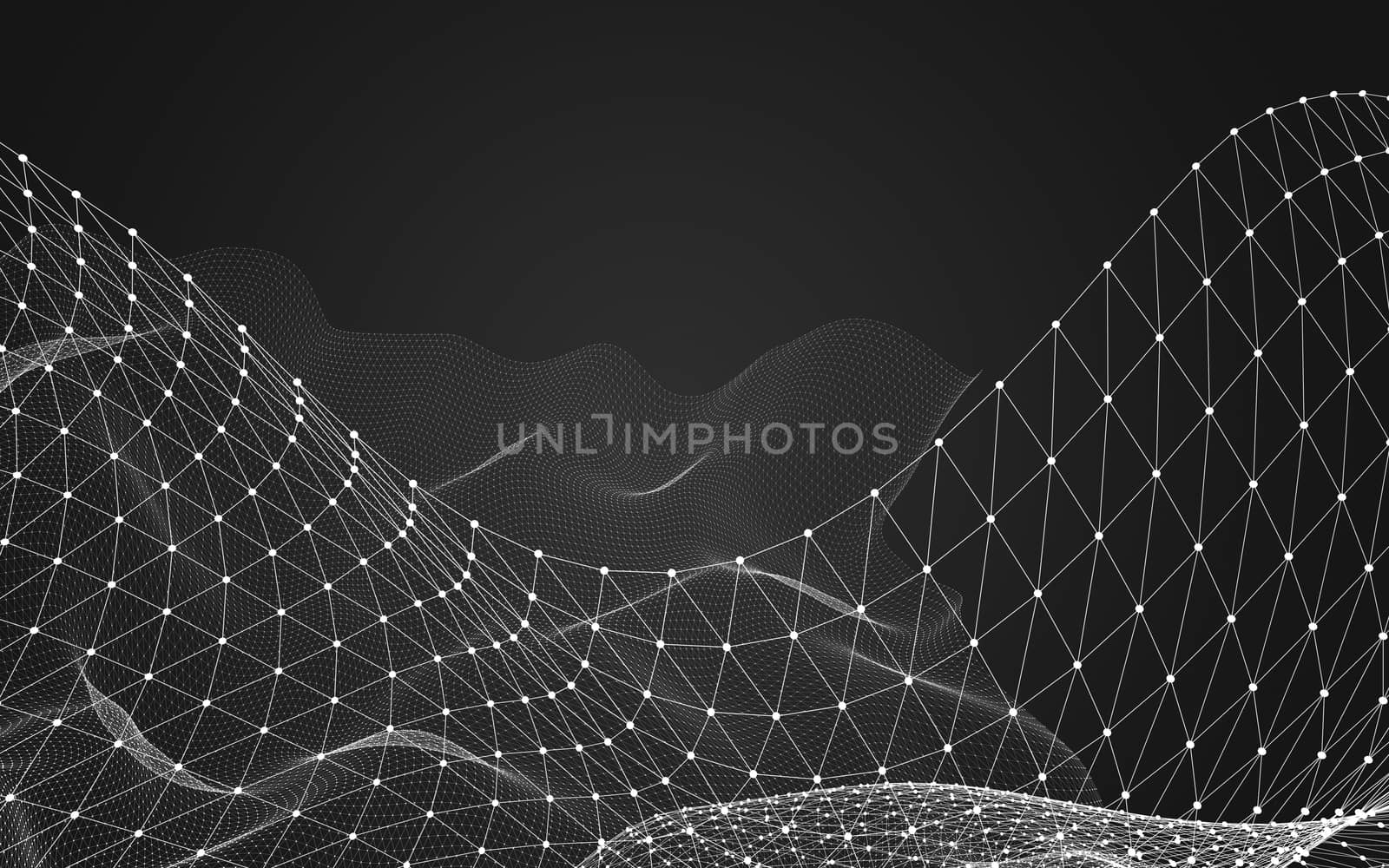 Abstract polygonal space low poly dark background with connecting dots and lines. Connection structure. 3d rendering