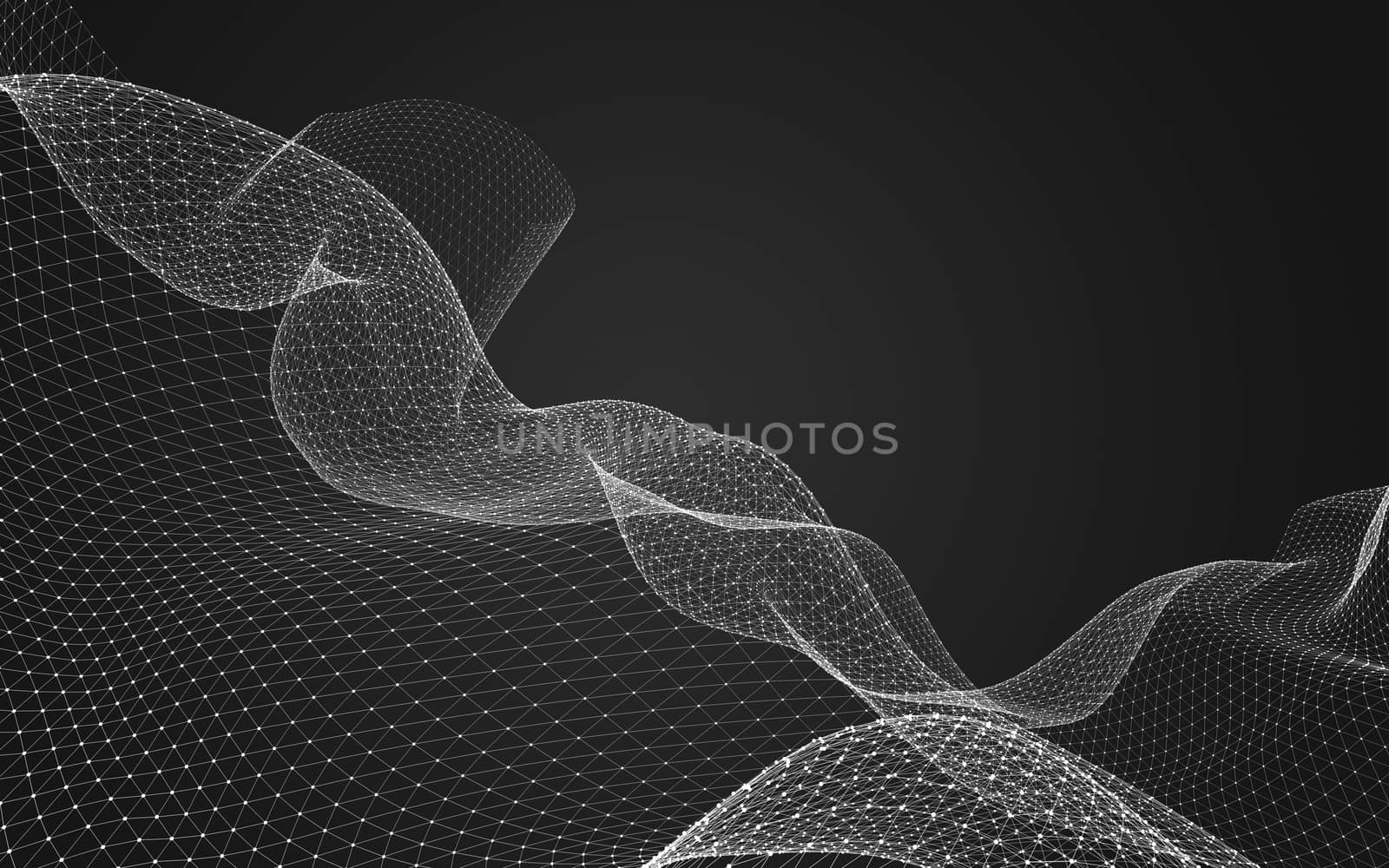 Abstract polygonal space low poly dark background with connecting dots and lines. Connection structure. 3d rendering