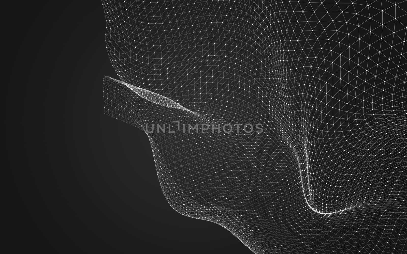 Abstract polygonal space low poly dark background with connecting dots and lines. Connection structure. 3d rendering