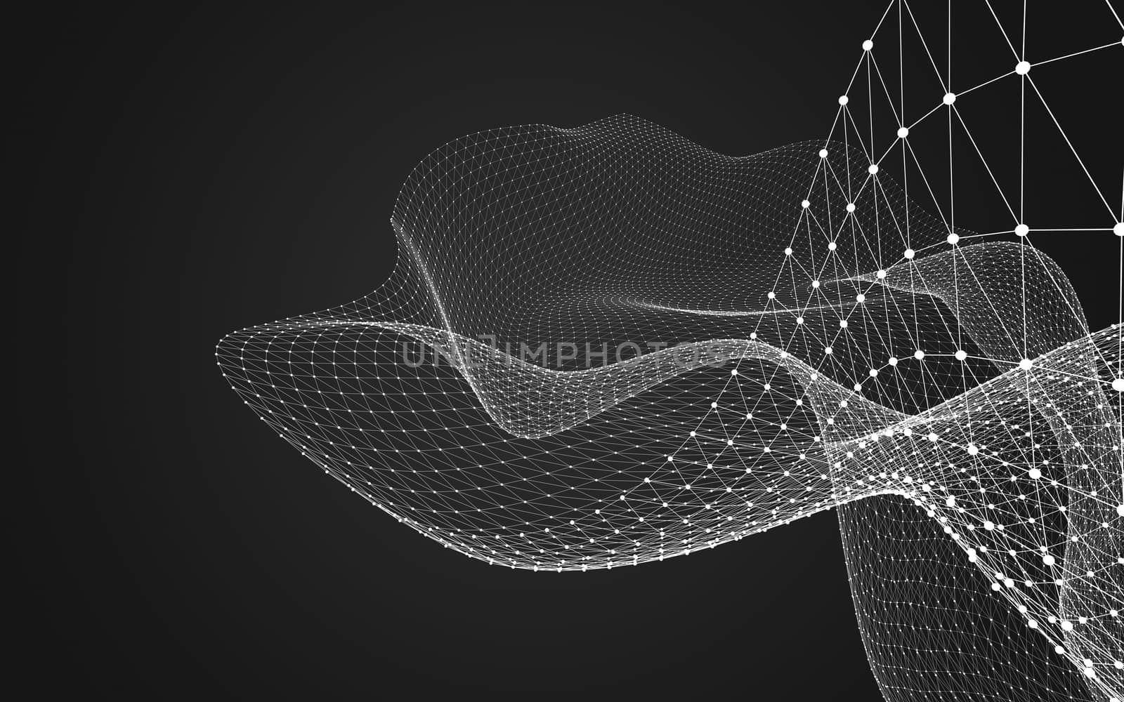 Abstract polygonal space low poly dark background with connecting dots and lines. Connection structure. 3d rendering