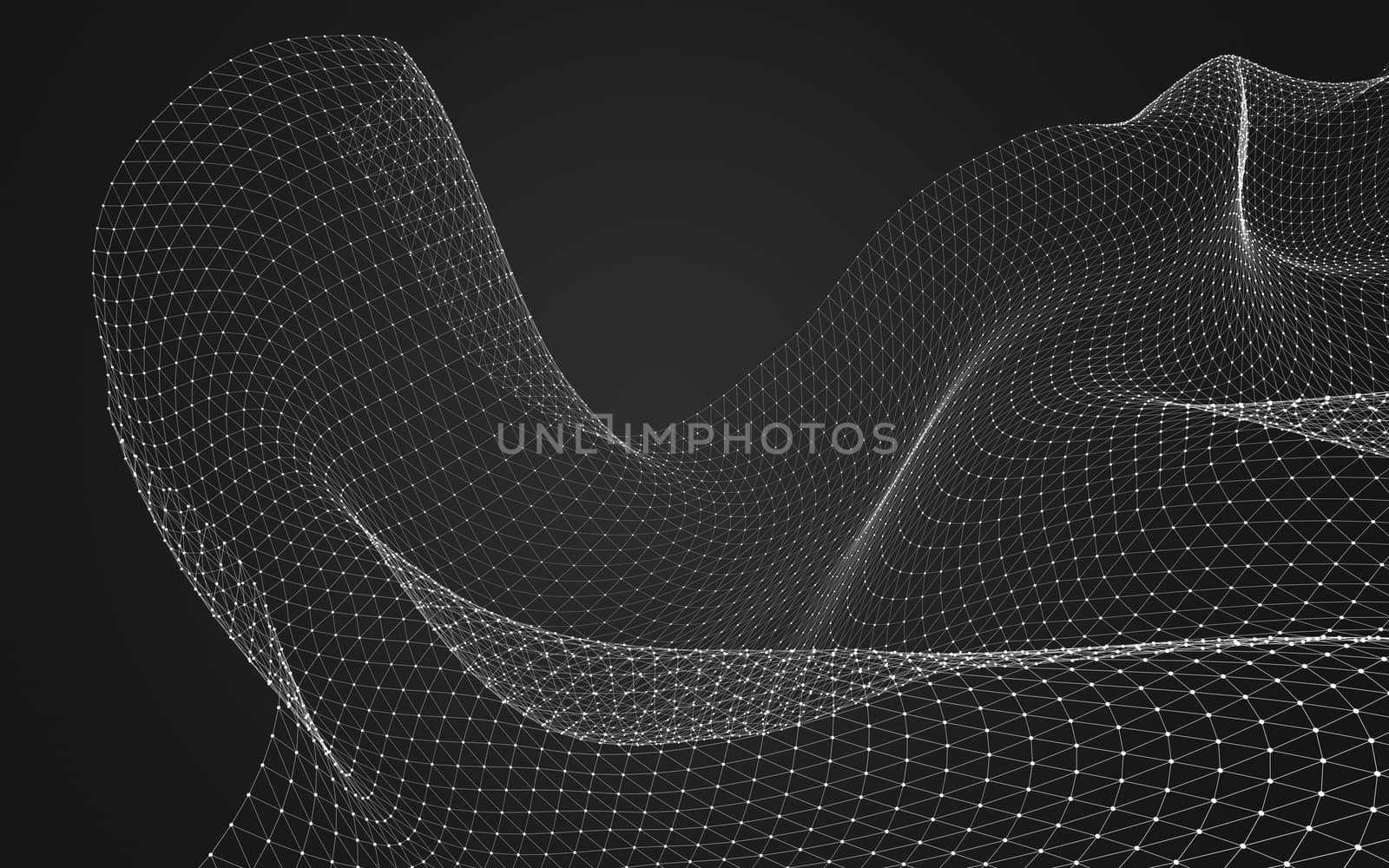 Abstract polygonal space low poly dark background with connecting dots and lines. Connection structure. 3d rendering