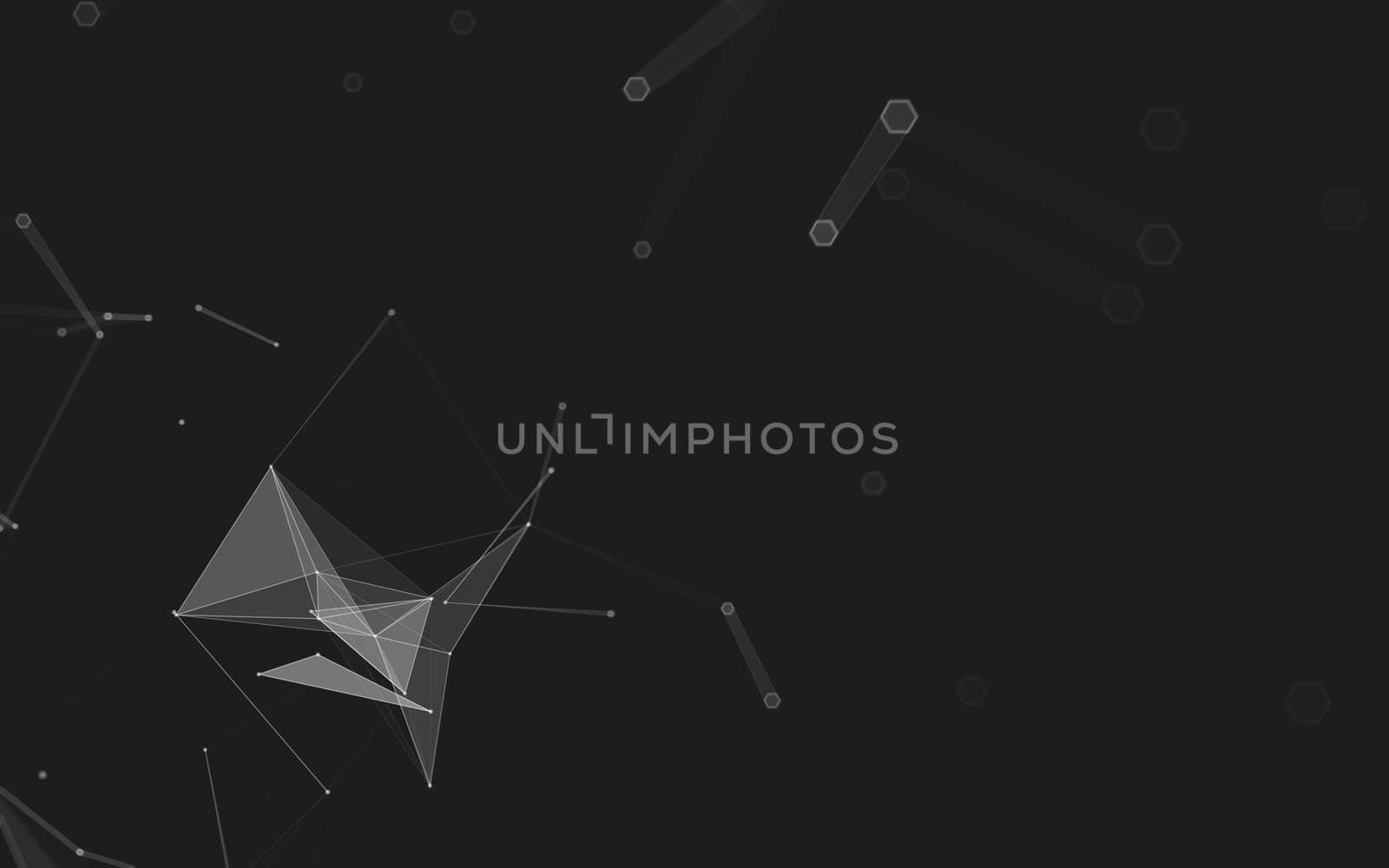 Abstract polygonal space low poly dark background with connecting dots and lines. Connection structure. 3d rendering