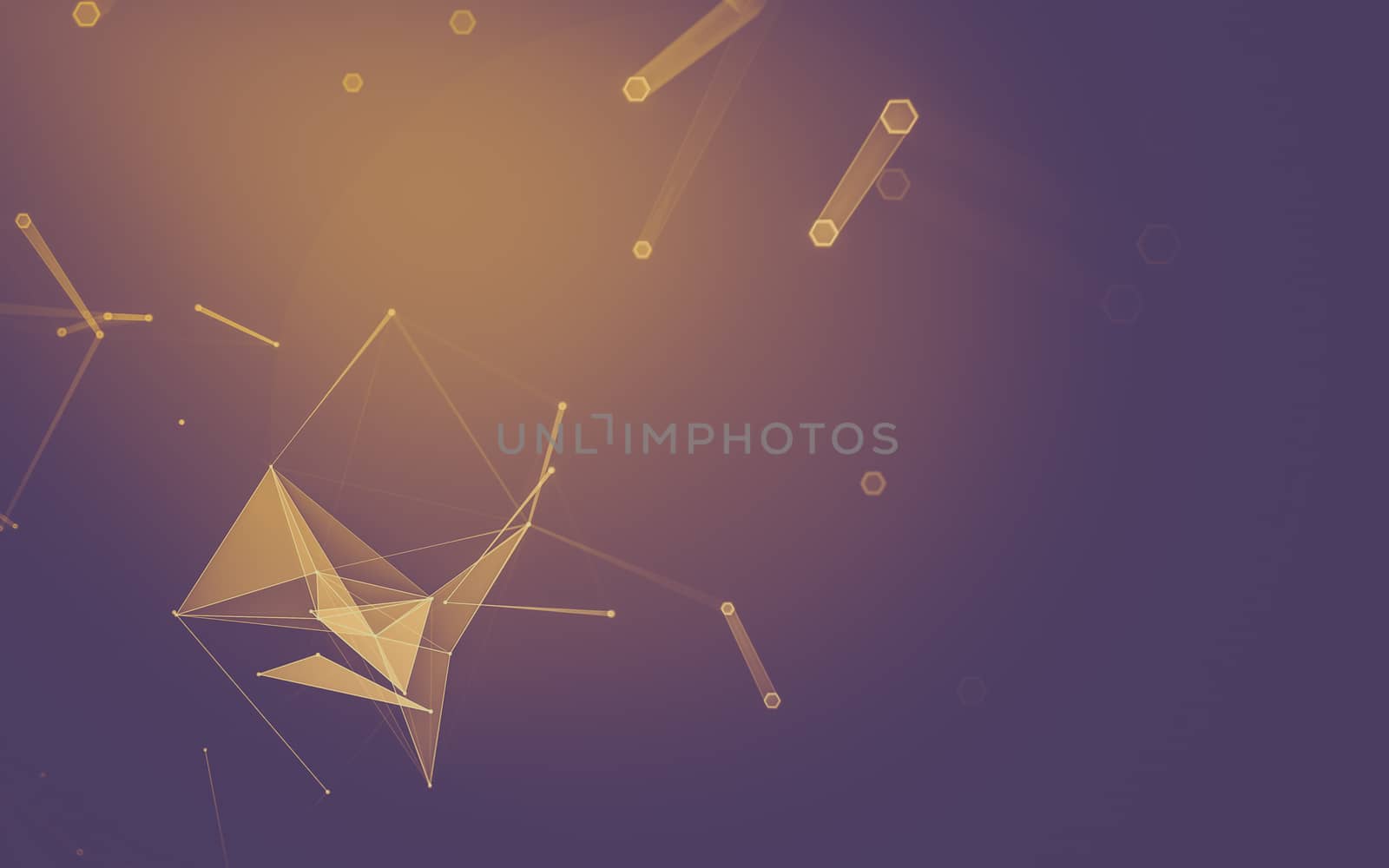 Abstract polygonal space low poly dark background, 3d rendering by teerawit