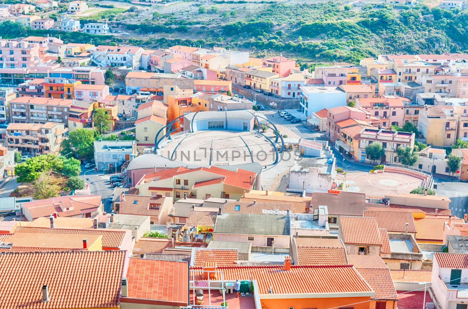 View of Castelsardo square from above in hdr by replica