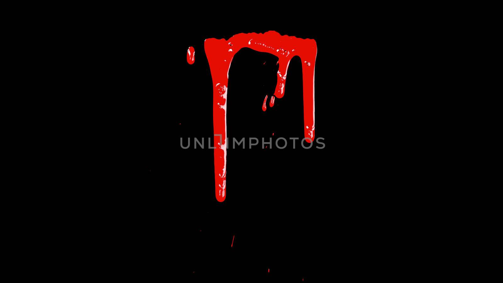 Blood Dripping Down Over Transparent Background with Alpha Channel. Easy use in motion design 4K